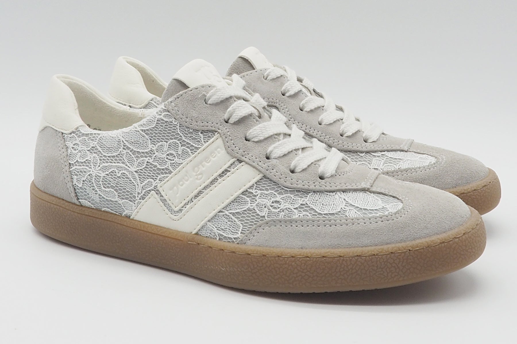 Damen Sneaker im Retrostil aus Veloursleder & Spitze in Hellgrau Damen Sneaker Paul Green