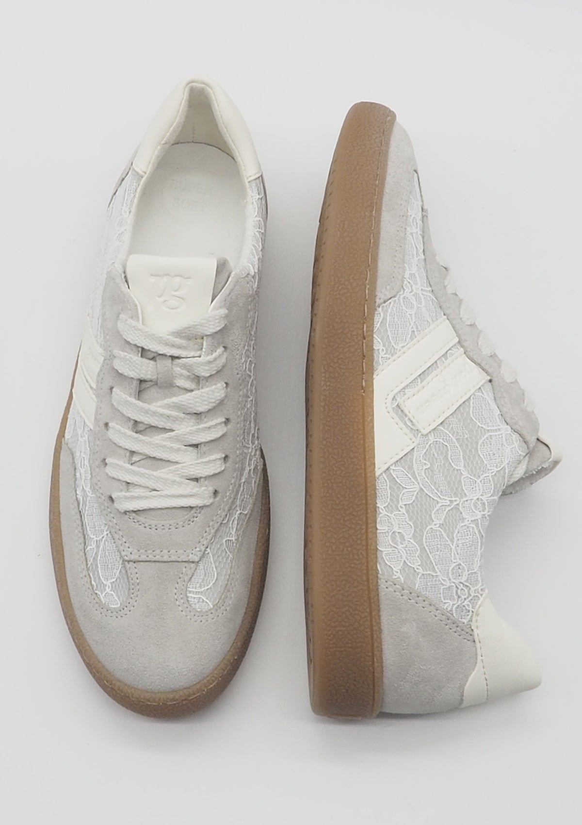 Damen Sneaker im Retrostil aus Veloursleder & Spitze in Hellgrau Damen Sneaker Paul Green