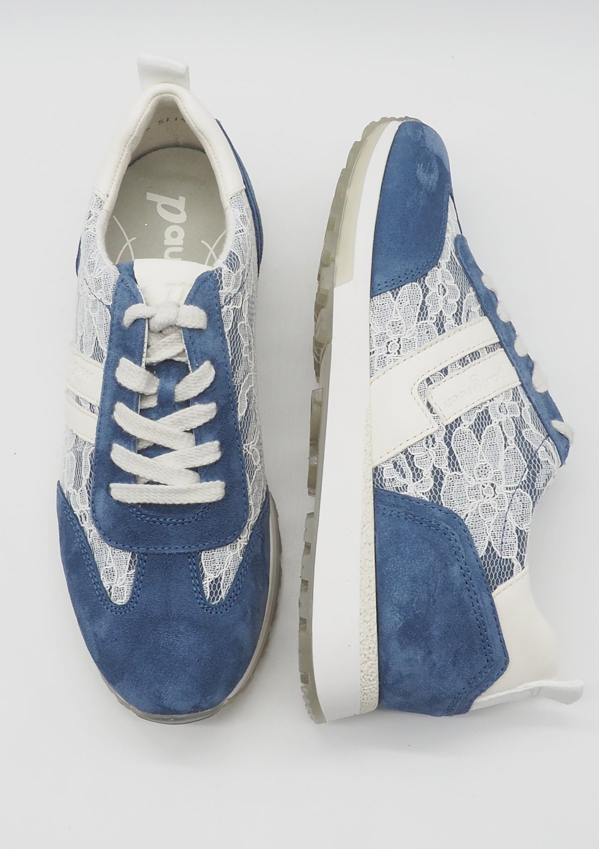 Damen Sneaker im Veloursleder in Blau mit heller Spitze im Runninstyle Damen Sneaker Paul Green