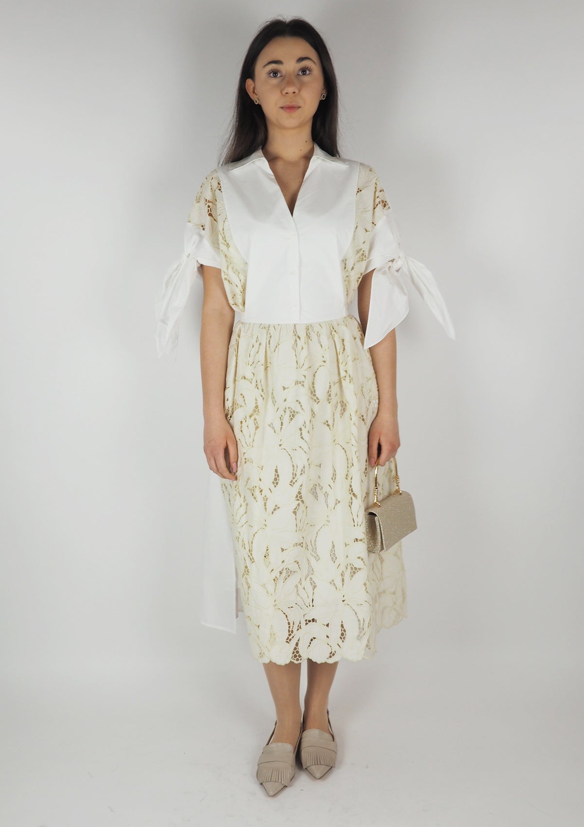 Damen Sommerkleid aus Baumwolle in Creme Damen Kleid Psophia