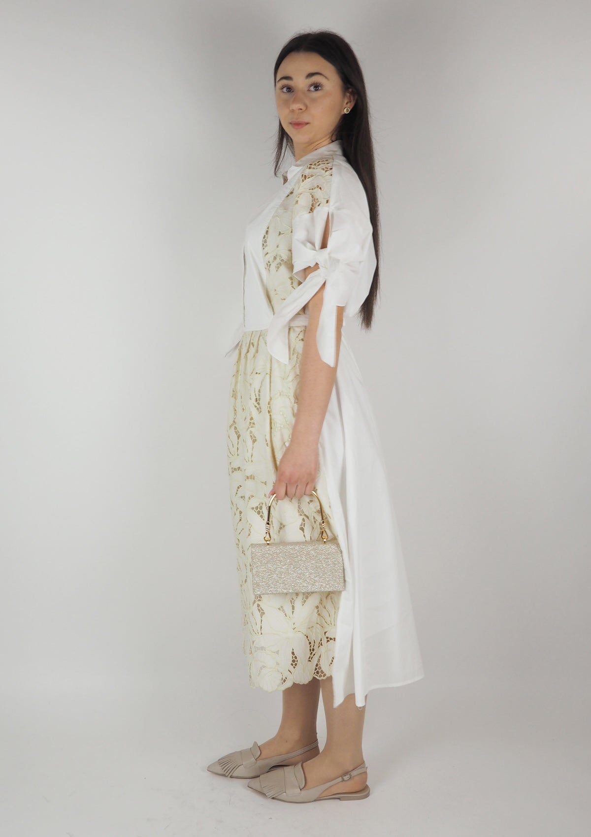 Damen Sommerkleid aus Baumwolle in Creme Damen Kleid Psophia