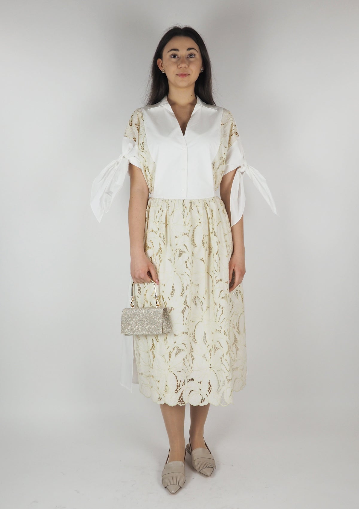 Damen Sommerkleid aus Baumwolle in Creme Damen Kleid Psophia