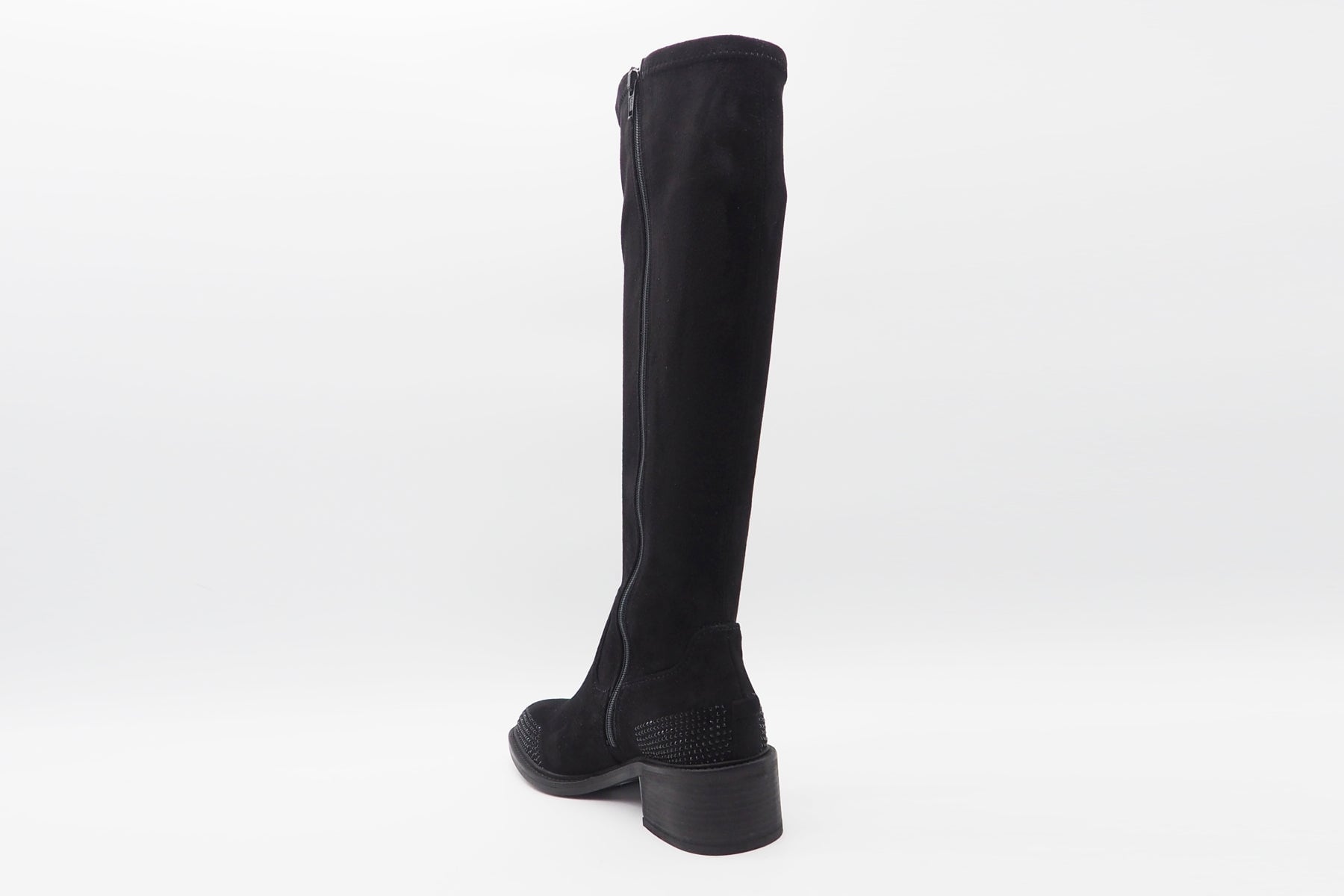 Damen Stiefel aus Veloursleder in Schwarz mit Strasssteinen - Absatz 6cm Damen Stiefel Kennel & Schmenger