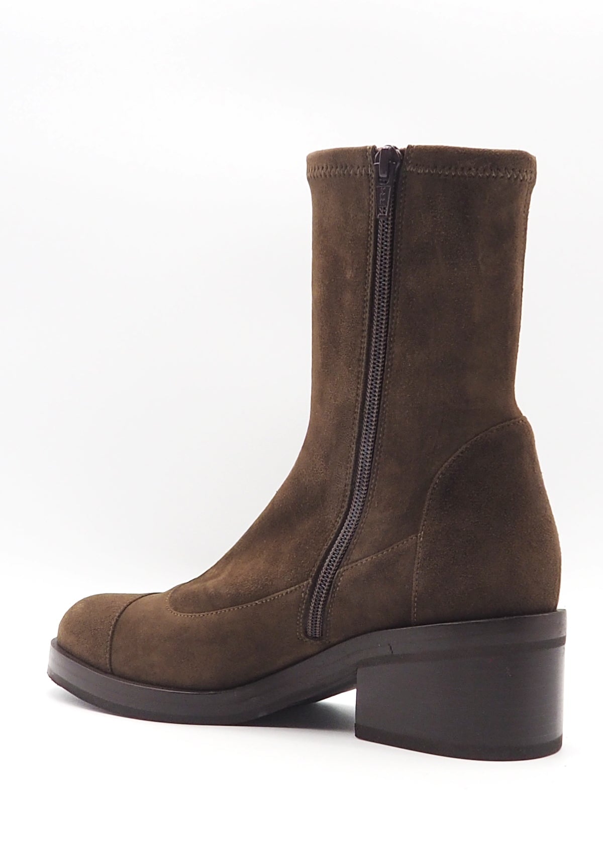Damen Stiefelette aus feinem Velours in braun mit Stretchschaft Damen Stiefeletten Truman´s