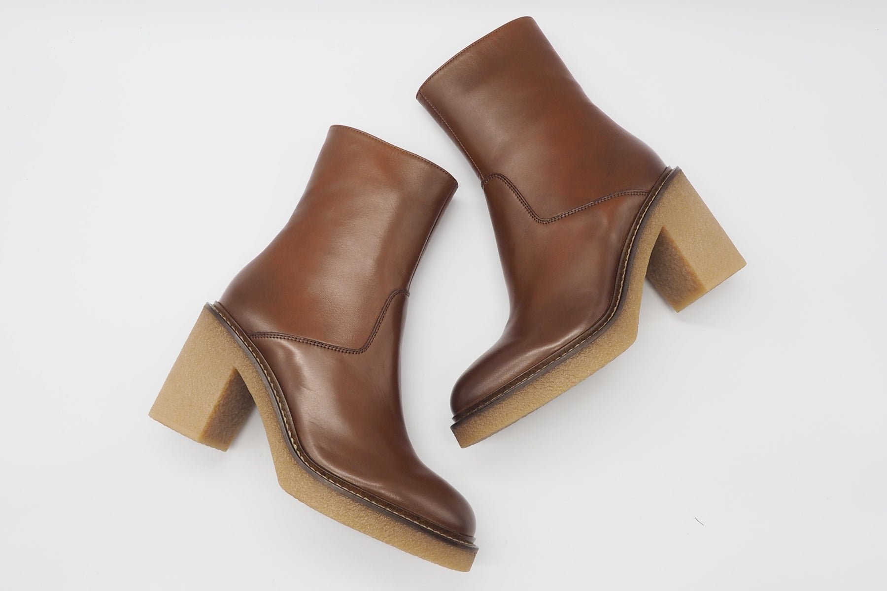 Damen Stiefelette aus Leder in Cognac auf Kreppsohle - Absatz 6 cm Damen Stiefeletten Triver Flight