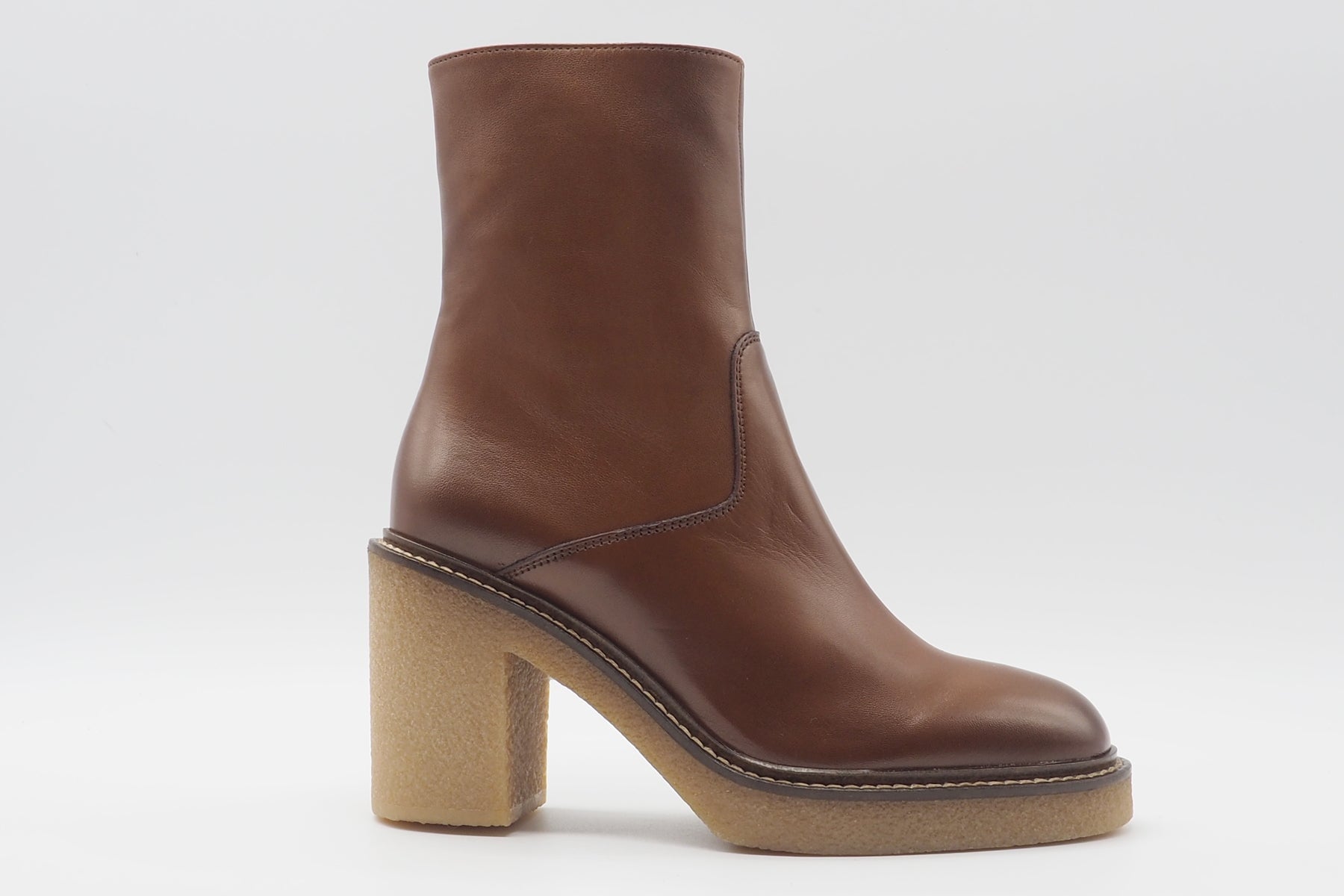 Damen Stiefelette aus Leder in Cognac auf Kreppsohle - Absatz 6 cm Damen Stiefeletten Triver Flight