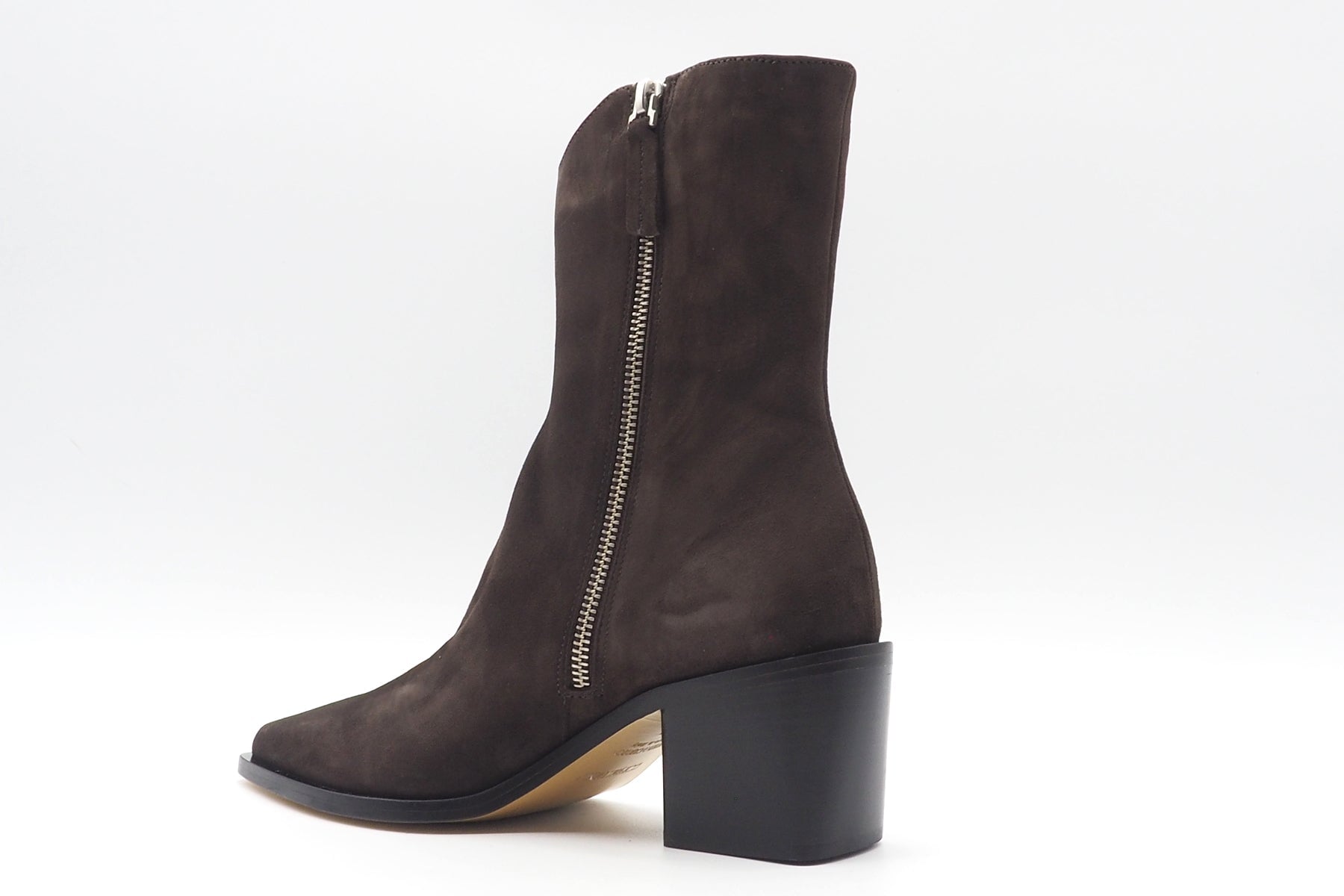 Damen Stiefelette aus softem Velours in Dunkelbraun - 6cm Absatz Damen Stiefeletten Pomme D'or