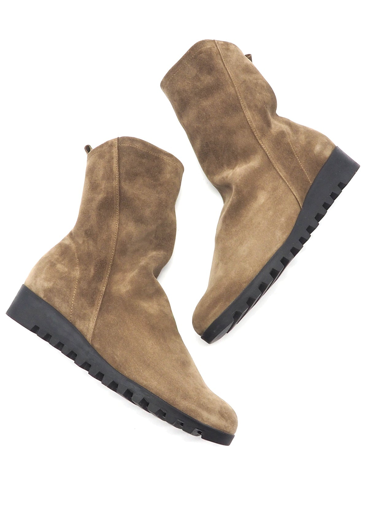 Damen Stiefelette aus Velourleder in Braun & Naturkautschuksohle - Lombya Damen Stiefeletten Arche