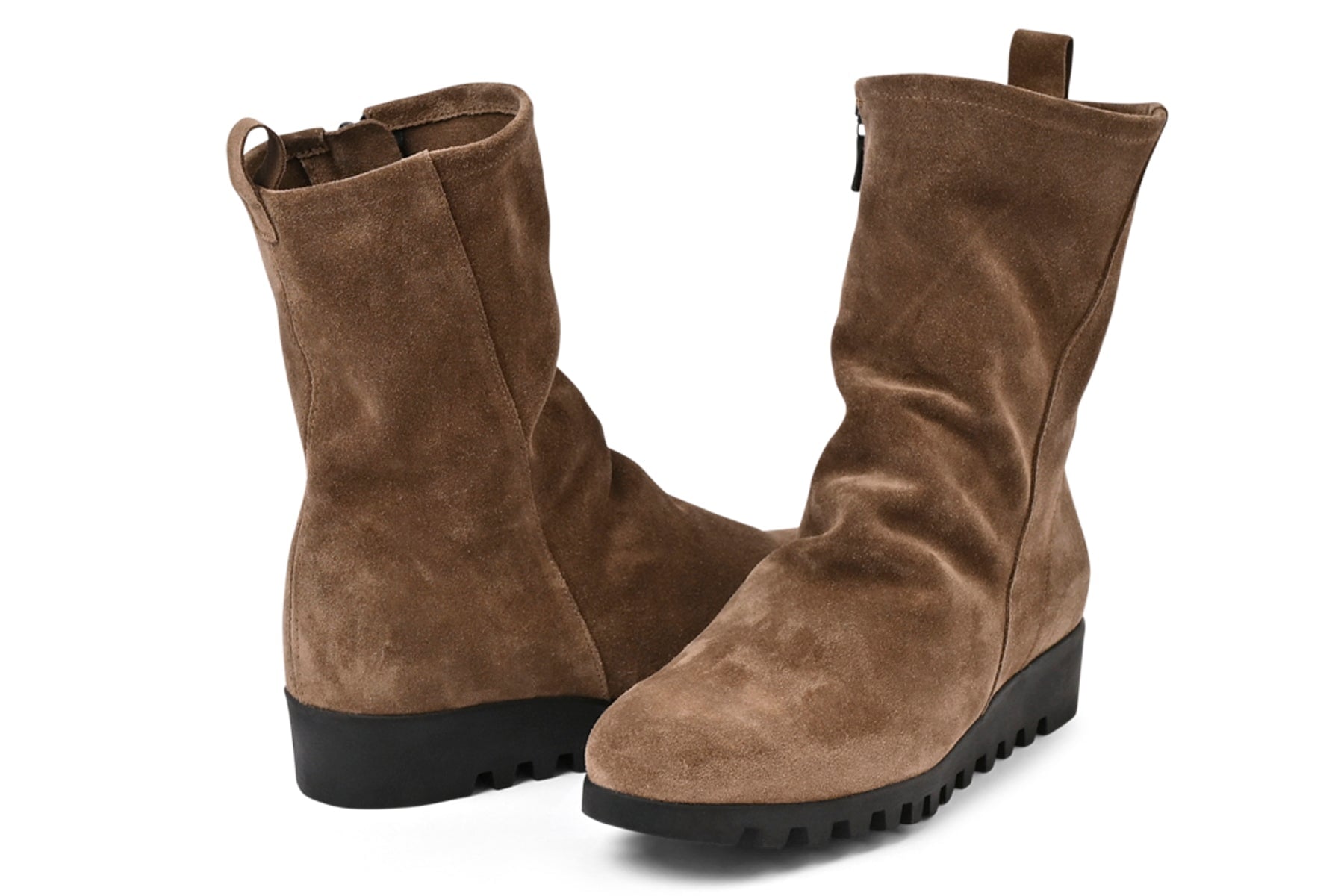 Damen Stiefelette aus Velourleder in Braun & Naturkautschuksohle - Lombya Damen Stiefeletten Arche