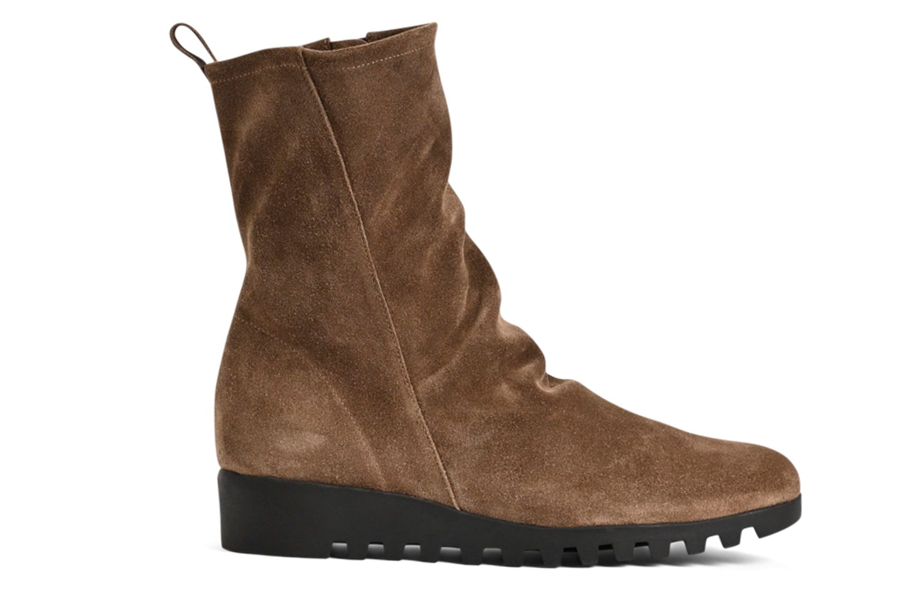 Damen Stiefelette aus Velourleder in Braun & Naturkautschuksohle - Lombya Damen Stiefeletten Arche