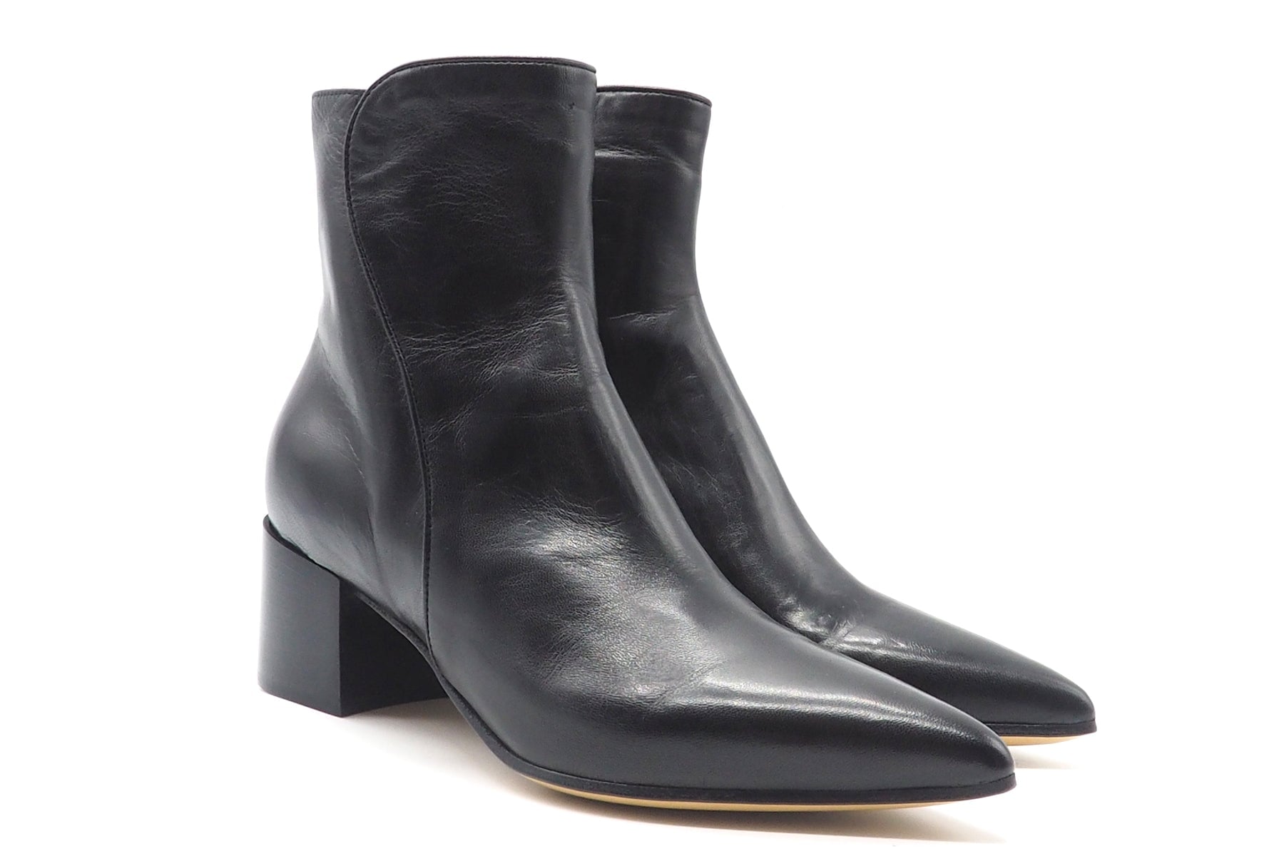 Elegante Stiefeletten Stiefeletten Leder Schwarz Absatz Elegante