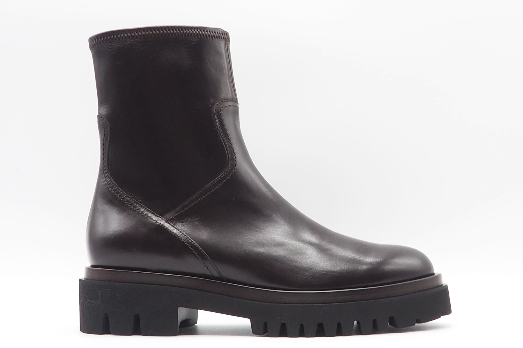 Damen Stiefeletten aus Lederstretch in Dunkelbraun auf Profilsohle Damen Stiefeletten Truman´s