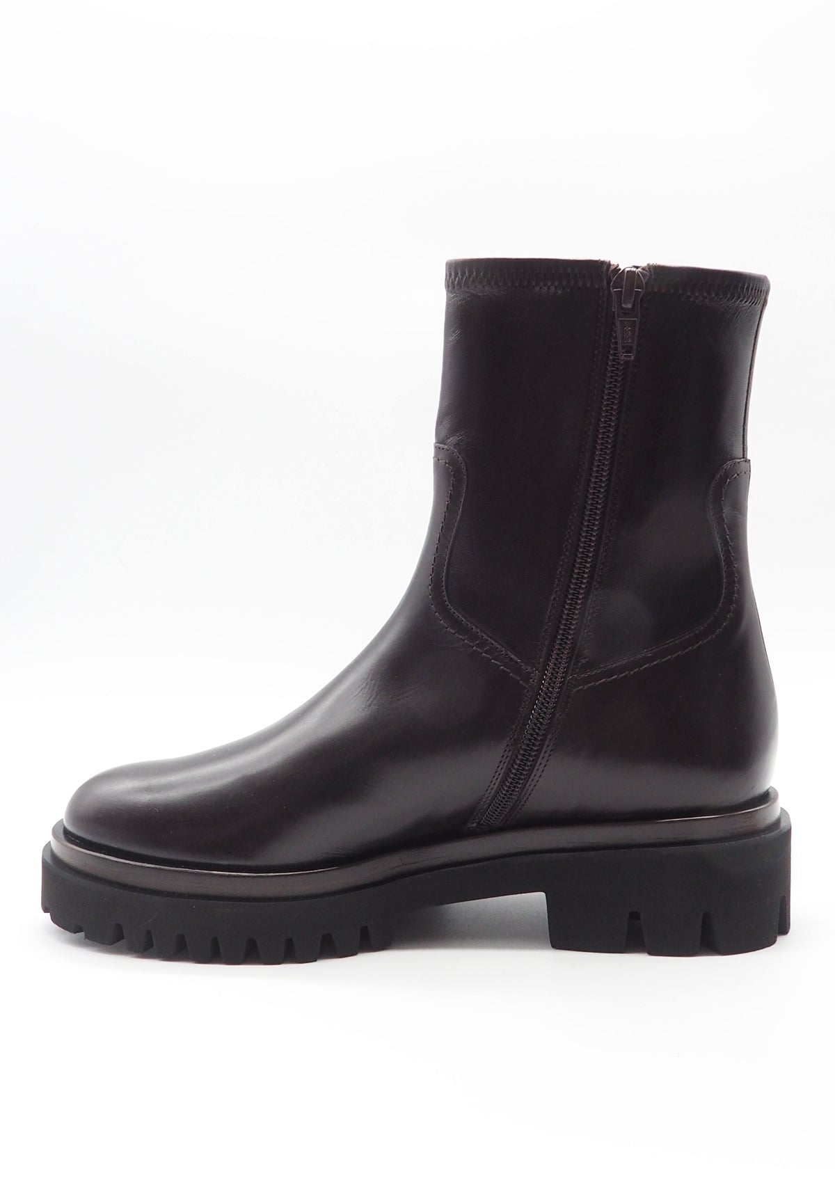 Damen Stiefeletten aus Lederstretch in Dunkelbraun auf Profilsohle Damen Stiefeletten Truman´s