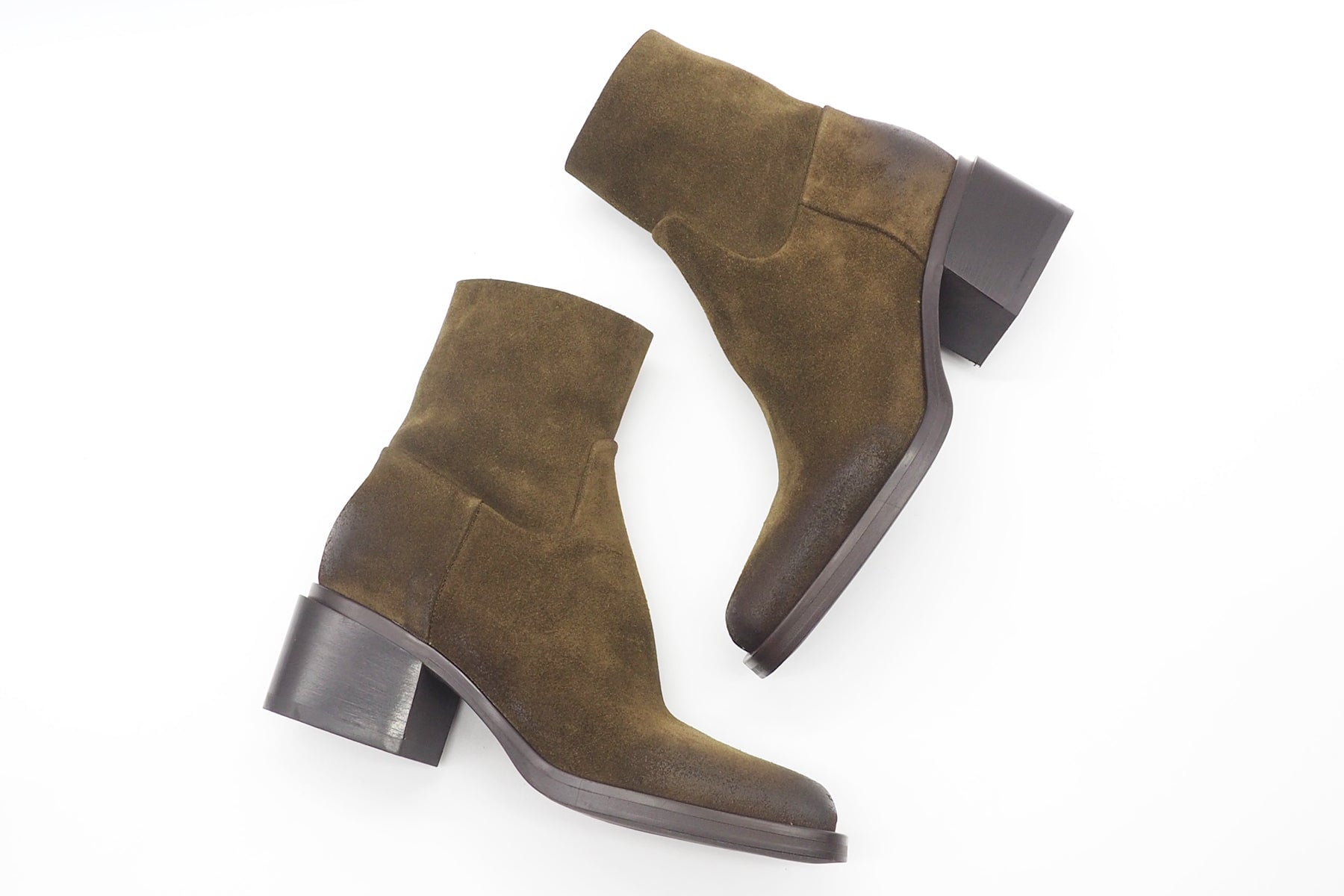 Damen Stieflette aus Veloursleder in Oliv - Absatz 5cm Damen Stiefel Elena Iachi