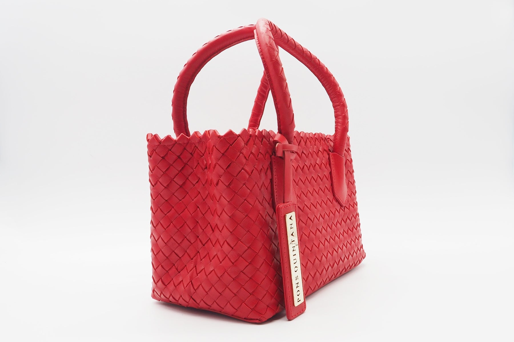 Damen Tote-Bag aus geflochtenen Leder in Rot Taschen Tote-Bag Pons Quintana