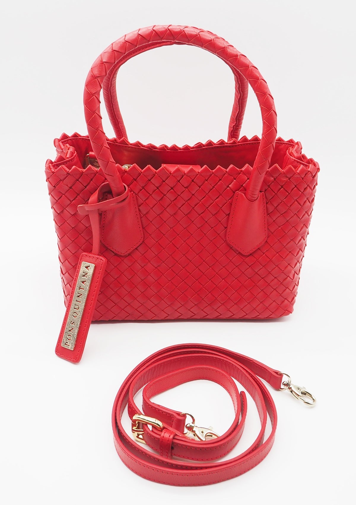 Damen Tote-Bag aus geflochtenen Leder in Rot Taschen Tote-Bag Pons Quintana