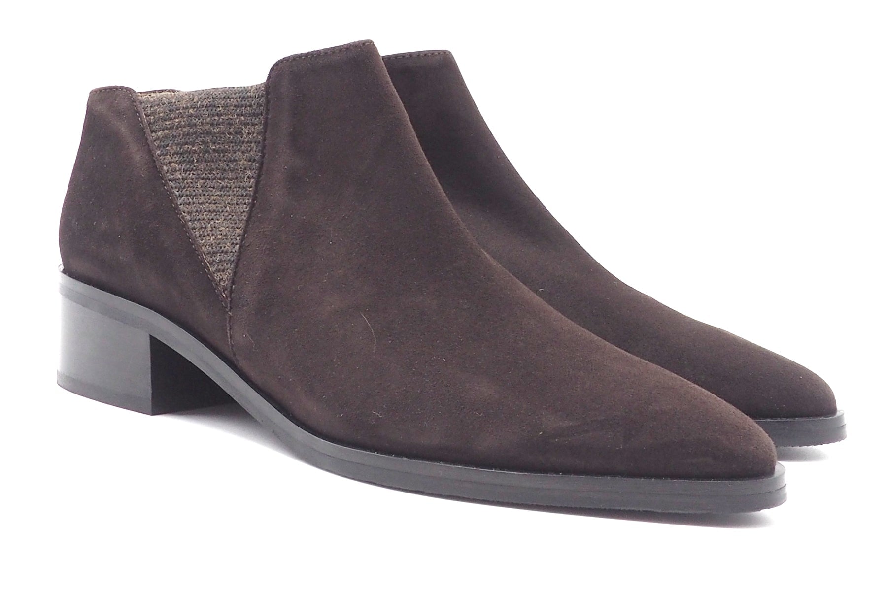 Damen Trotteur-Stiefelette aus Veoursleder in Dunkelbraun Damen Stiefelette Brunate