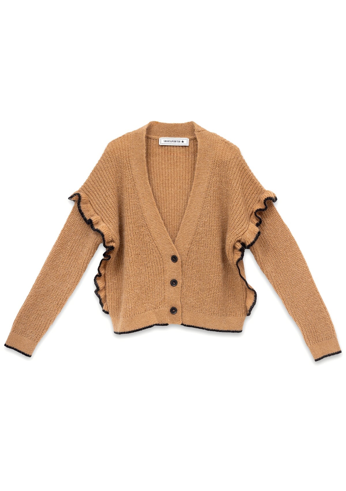 Damen Weste mit V-Ausschnitt in Caramel aus Mohair & Nylon Damen Pullover SHIRTAPORTER