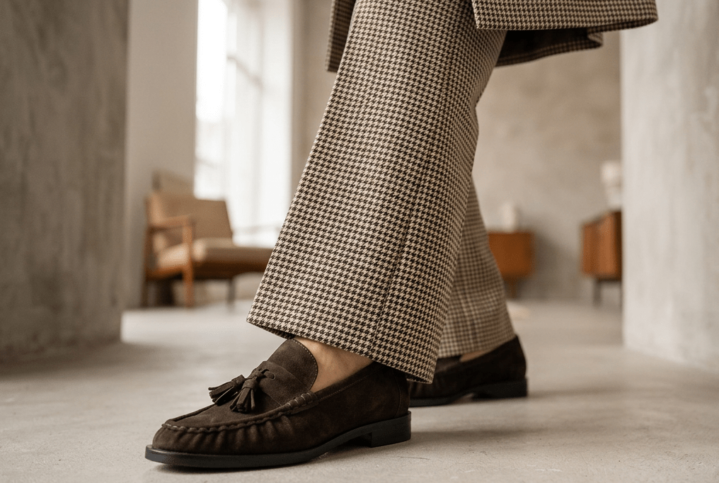 Damenloafer aus Velours in Dunkelbraun mit Mokassin-Naht und Tasseldetails - 2,5 cm Absatz Damen Loafers & Schnürer Kennel & Schmenger