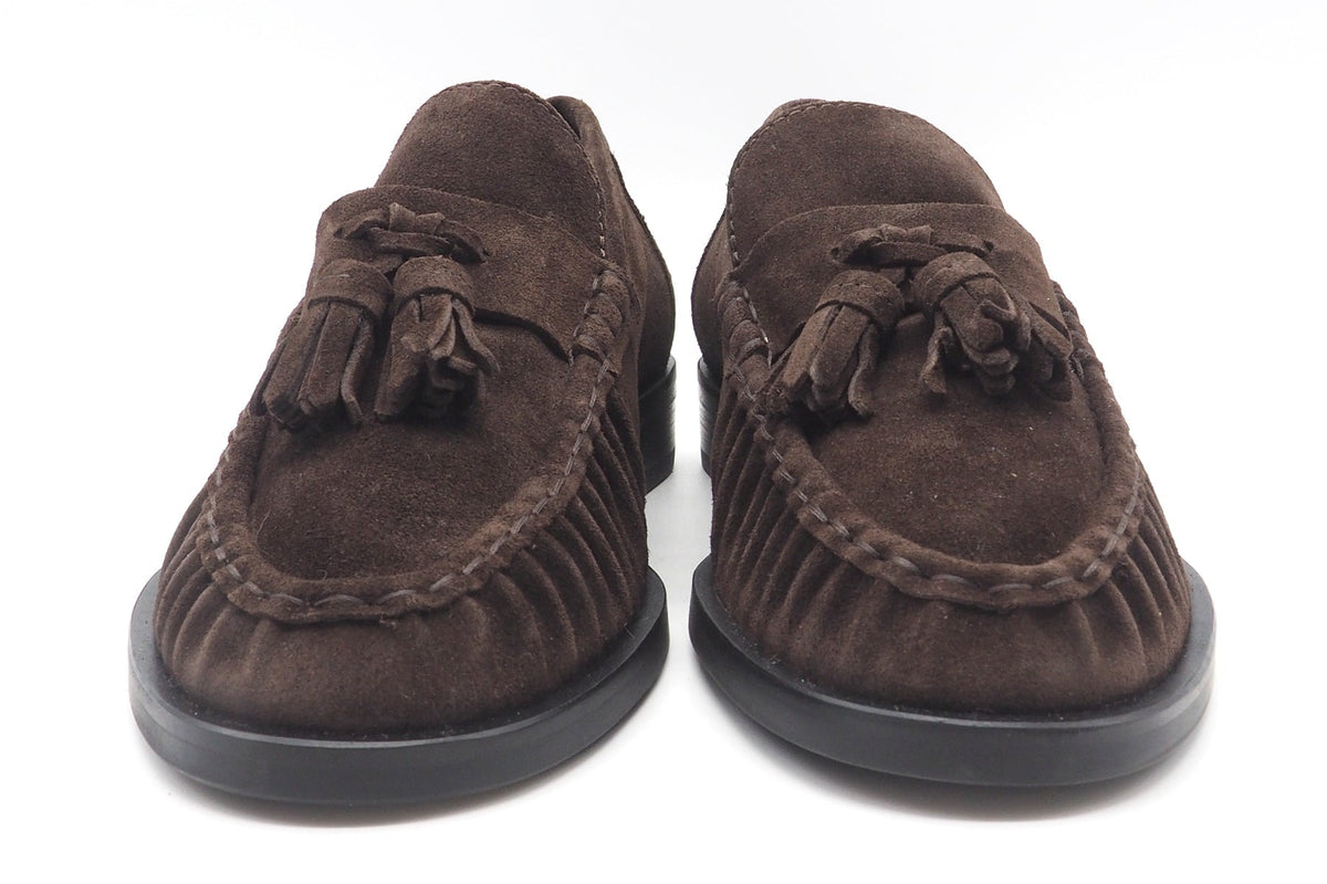 Damenloafer aus Velours in Dunkelbraun mit Mokassin-Naht und Tasseldetails - 2,5 cm Absatz Damen Loafers & Schnürer Kennel & Schmenger