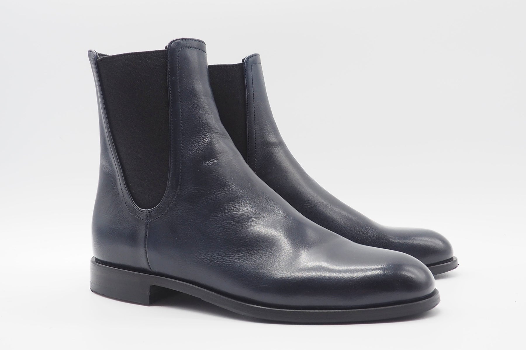 Edle Damen Chelsea Stiefelette in Leder - Dunkelblau Damen Stiefeletten Pantanetti