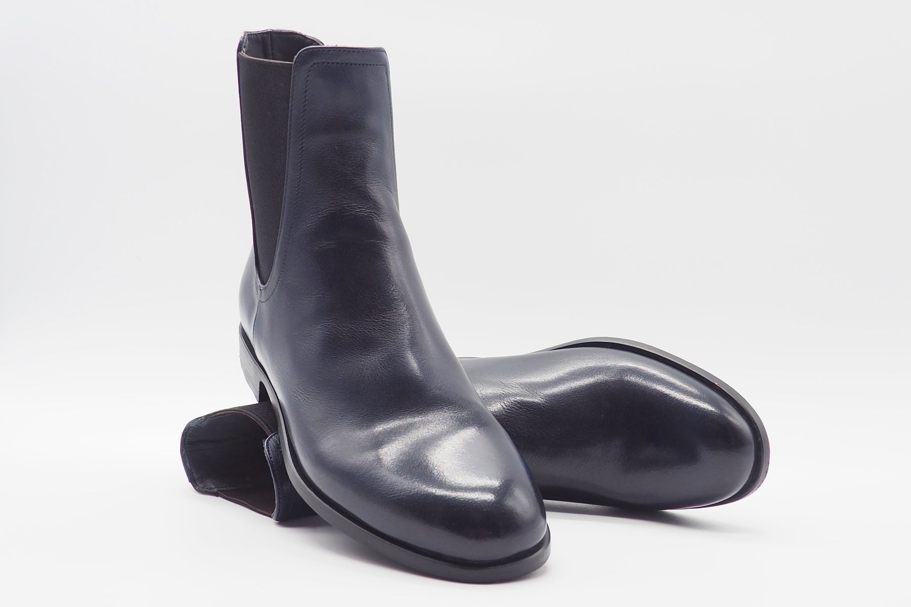 Edle Damen Chelsea Stiefelette in Leder - Dunkelblau Damen Stiefeletten Pantanetti