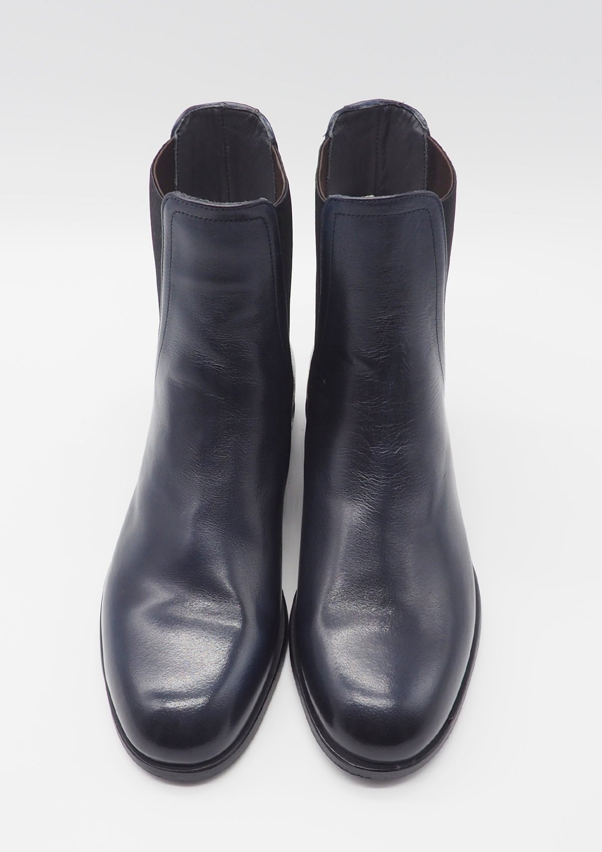 Edle Damen Chelsea Stiefelette in Leder - Dunkelblau Damen Stiefeletten Pantanetti