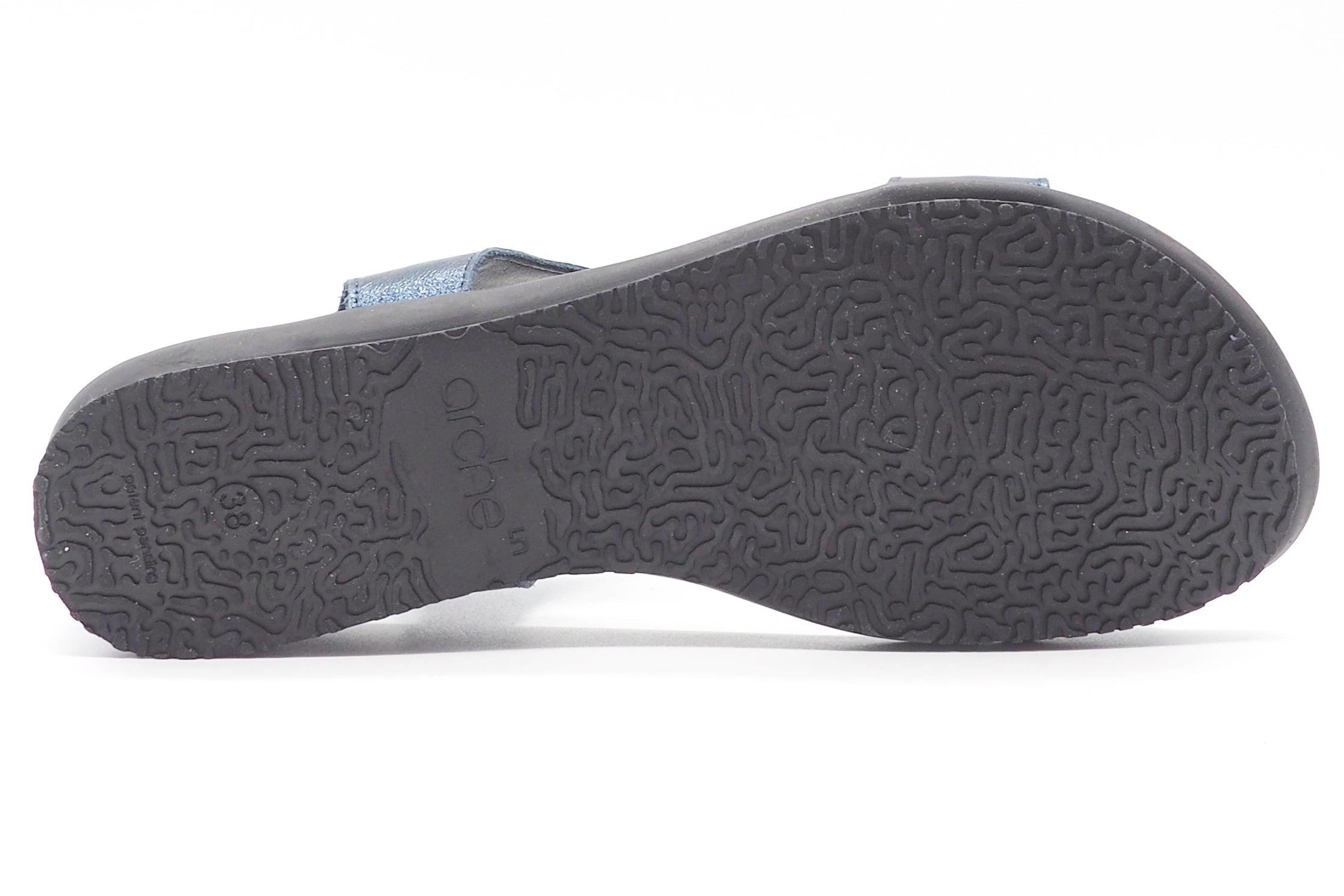 Edle Damen Sandale aus Metallicleder in Blau - 3 cm - Aurian Damen Sandalen Arche