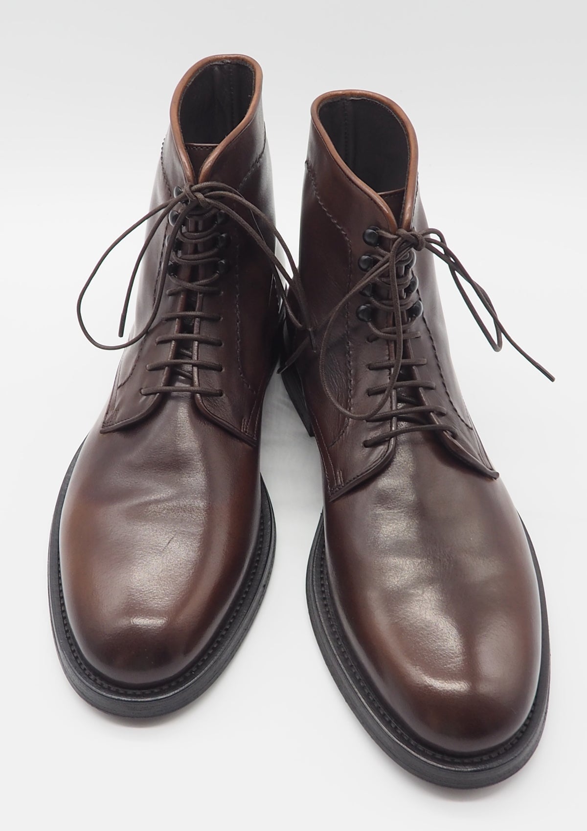 Edle Herren Stiefelette zum Schnüren aus Leder in Mittelbraun Herren Stiefeletten Pantanetti