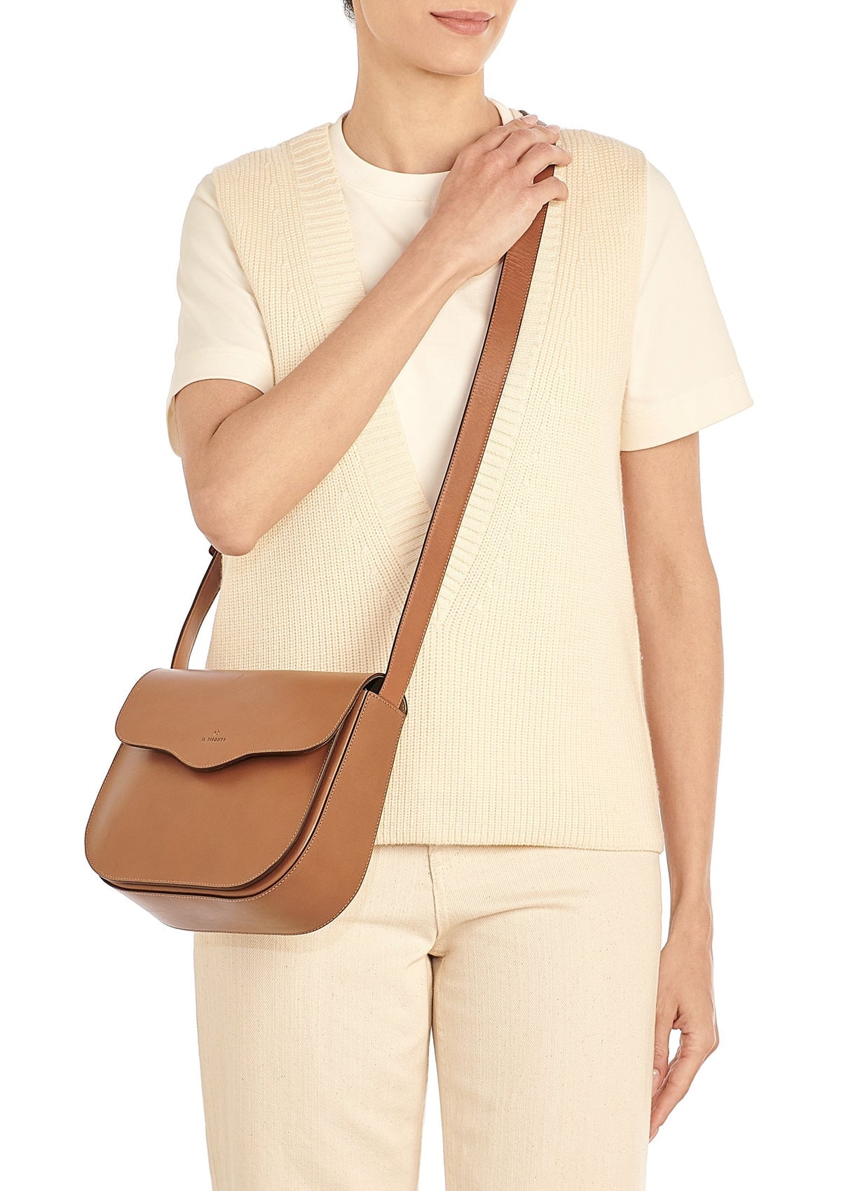 Edle Tasche im Sattlerstil aus Naturleder in Braun - Saddle Roseto Taschen Crossbody & Schultertasche Il Bisonte