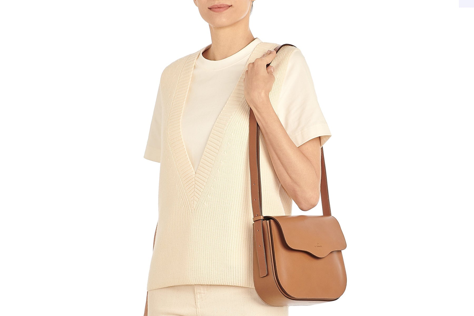 Edle Tasche im Sattlerstil aus Naturleder in Braun - Saddle Roseto Taschen Crossbody & Schultertasche Il Bisonte