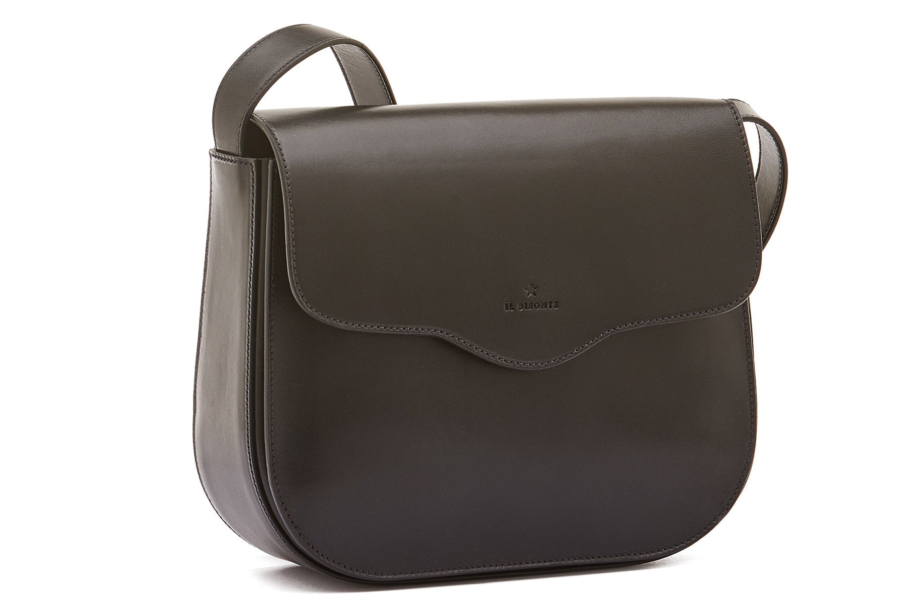 Edle Tasche im Sattlerstil aus Naturleder in Schwarz - Saddle Roseto Taschen Crossbody & Schultertasche Il Bisonte
