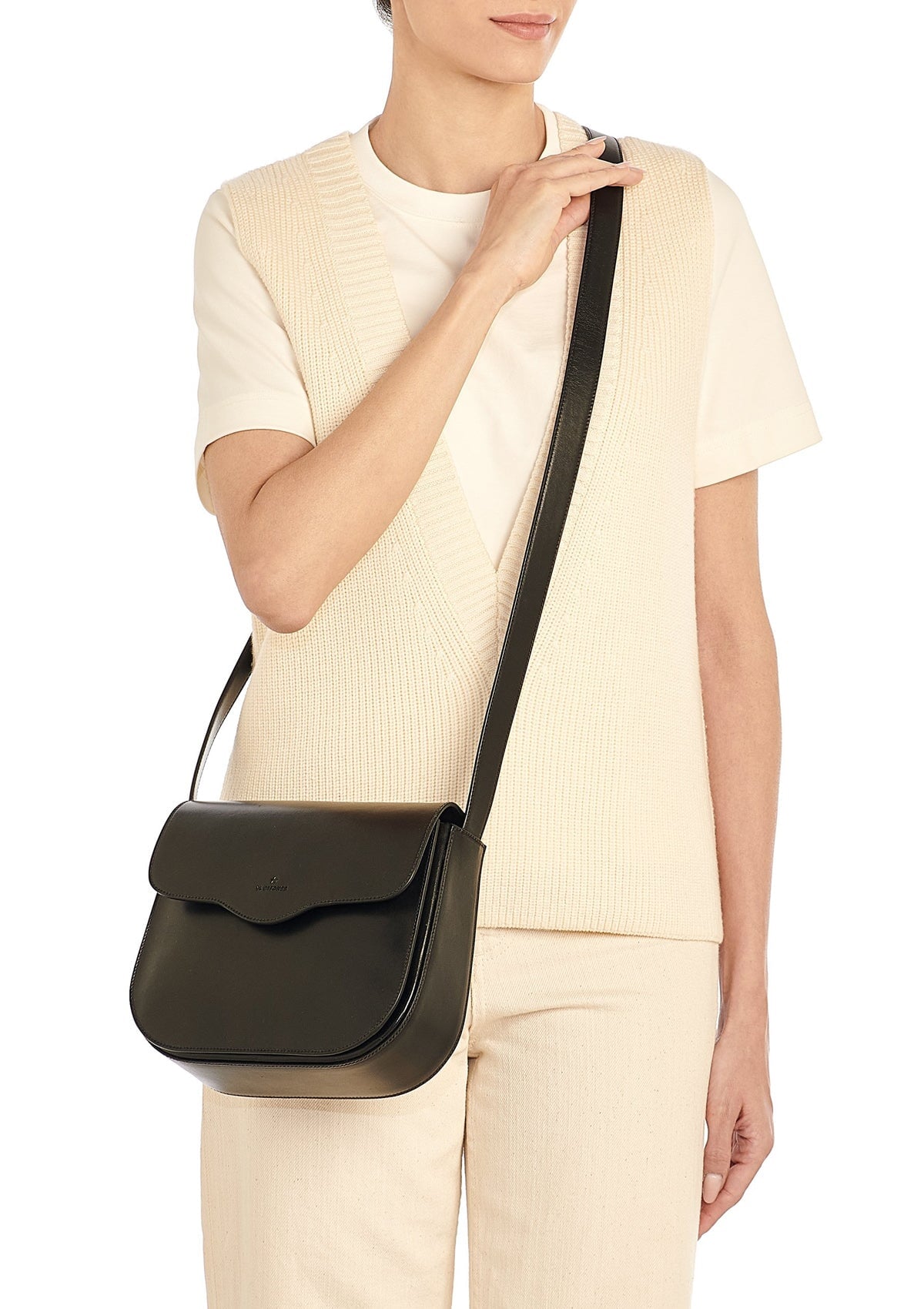 Edle Tasche im Sattlerstil aus Naturleder in Schwarz - Saddle Roseto Taschen Crossbody & Schultertasche Il Bisonte