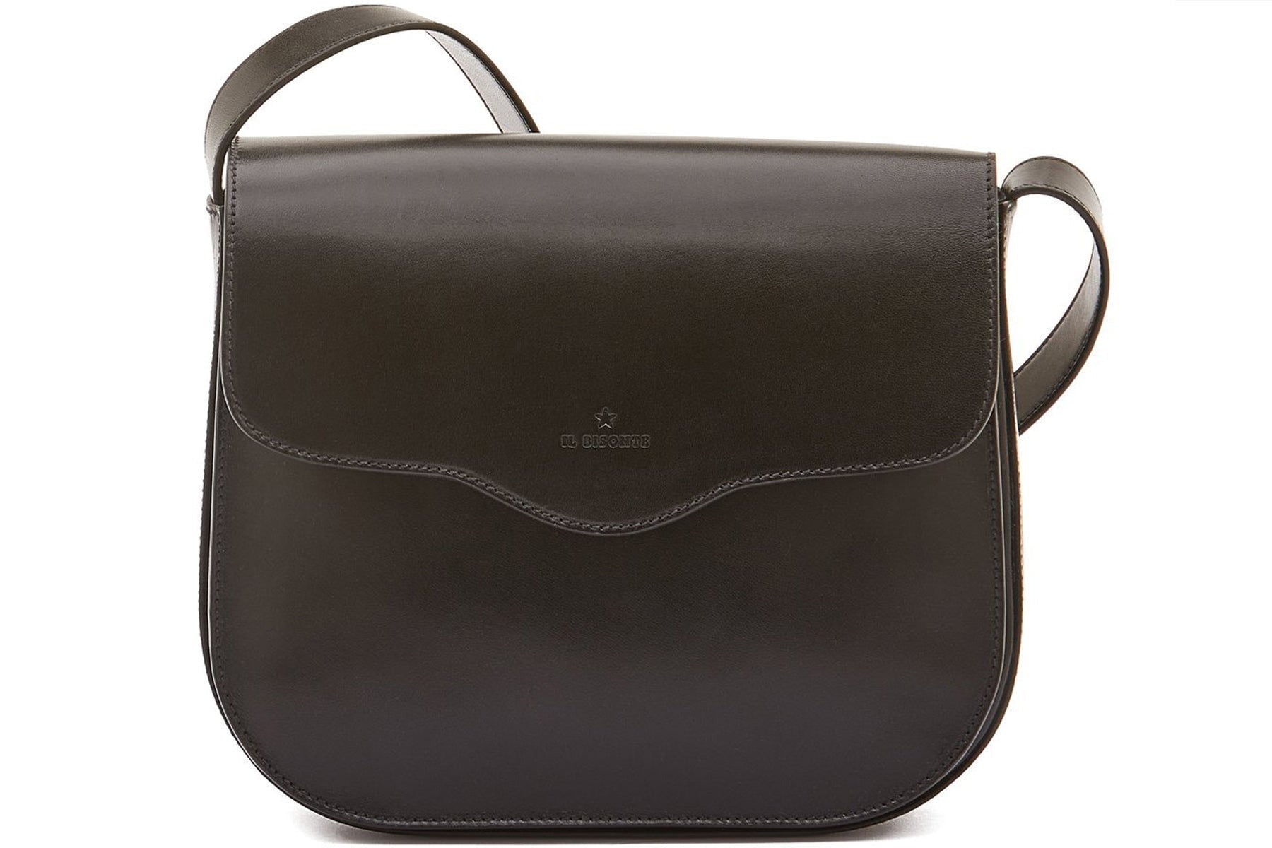 Edle Tasche im Sattlerstil aus Naturleder in Schwarz - Saddle Roseto Taschen Crossbody & Schultertasche Il Bisonte