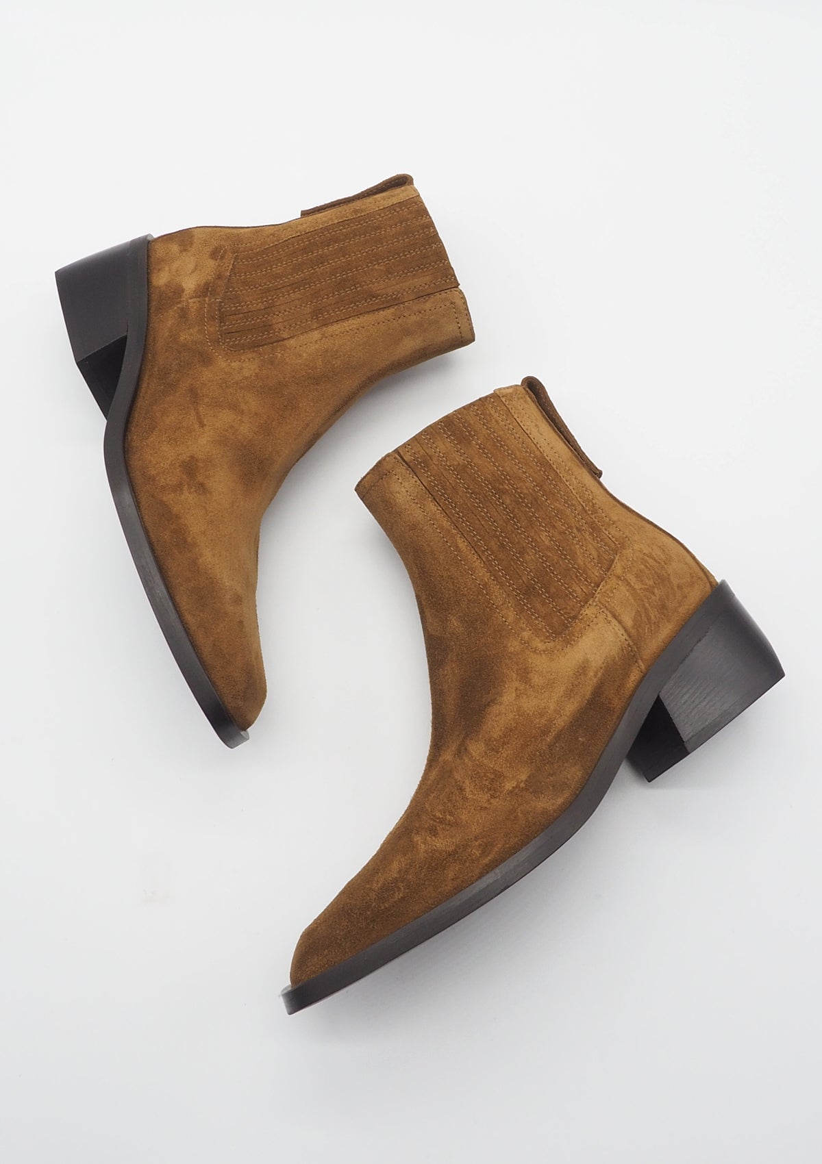 Edler Bootie im Bikerstil in Veloursleder Braun - 5 cm Damen Stiefeletten Mara Bini