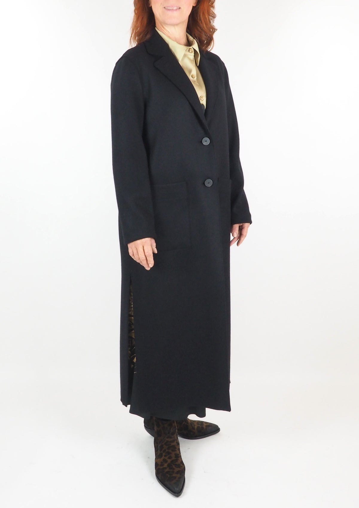 Edler Damenmantel aus Wolle & Kaschmir in Schwarz mit Reverskragen Damen Mantel Harris Wharf London