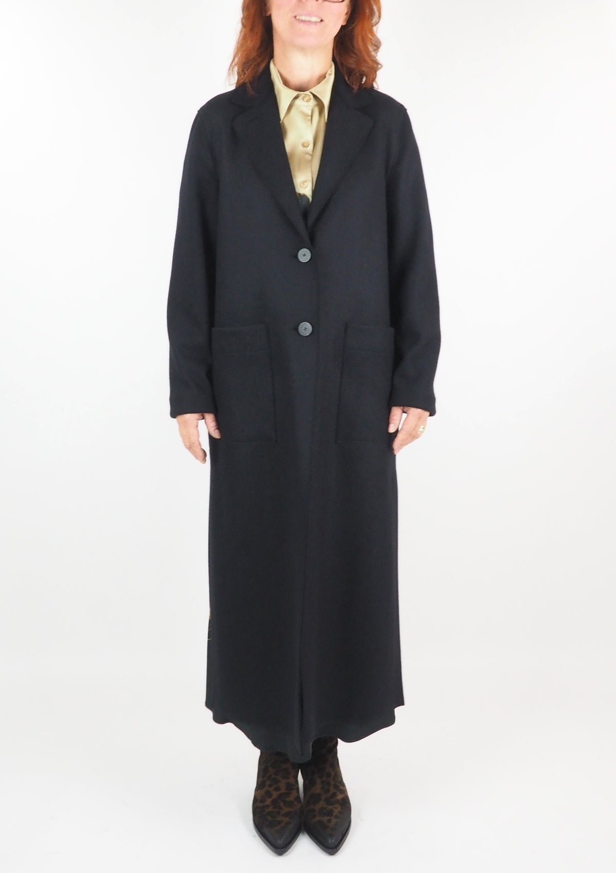 Edler Damenmantel aus Wolle & Kaschmir in Schwarz mit Reverskragen Damen Mantel Harris Wharf London