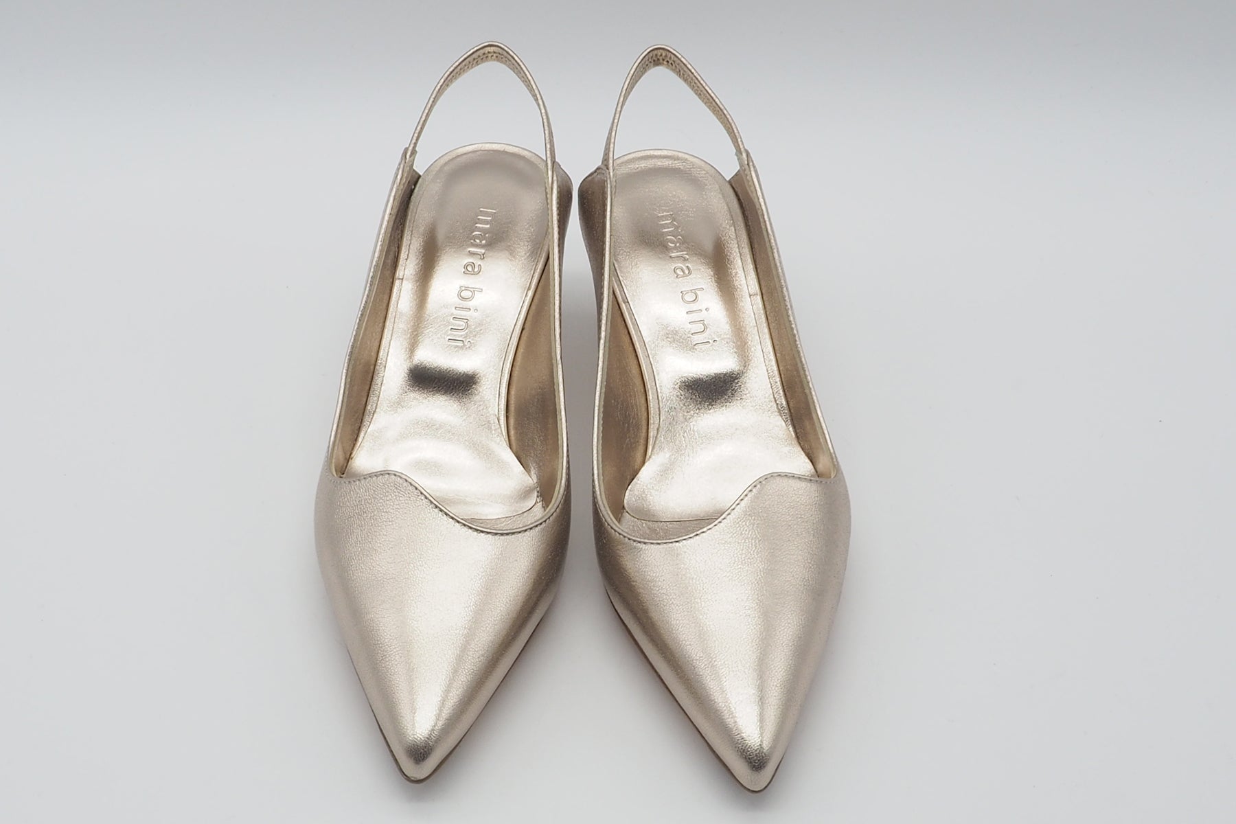 Eleganter spitzer Damen Sling in Metallicleder Platin - 5 cm Absatz Damen Pumps & Slings Mara Bini