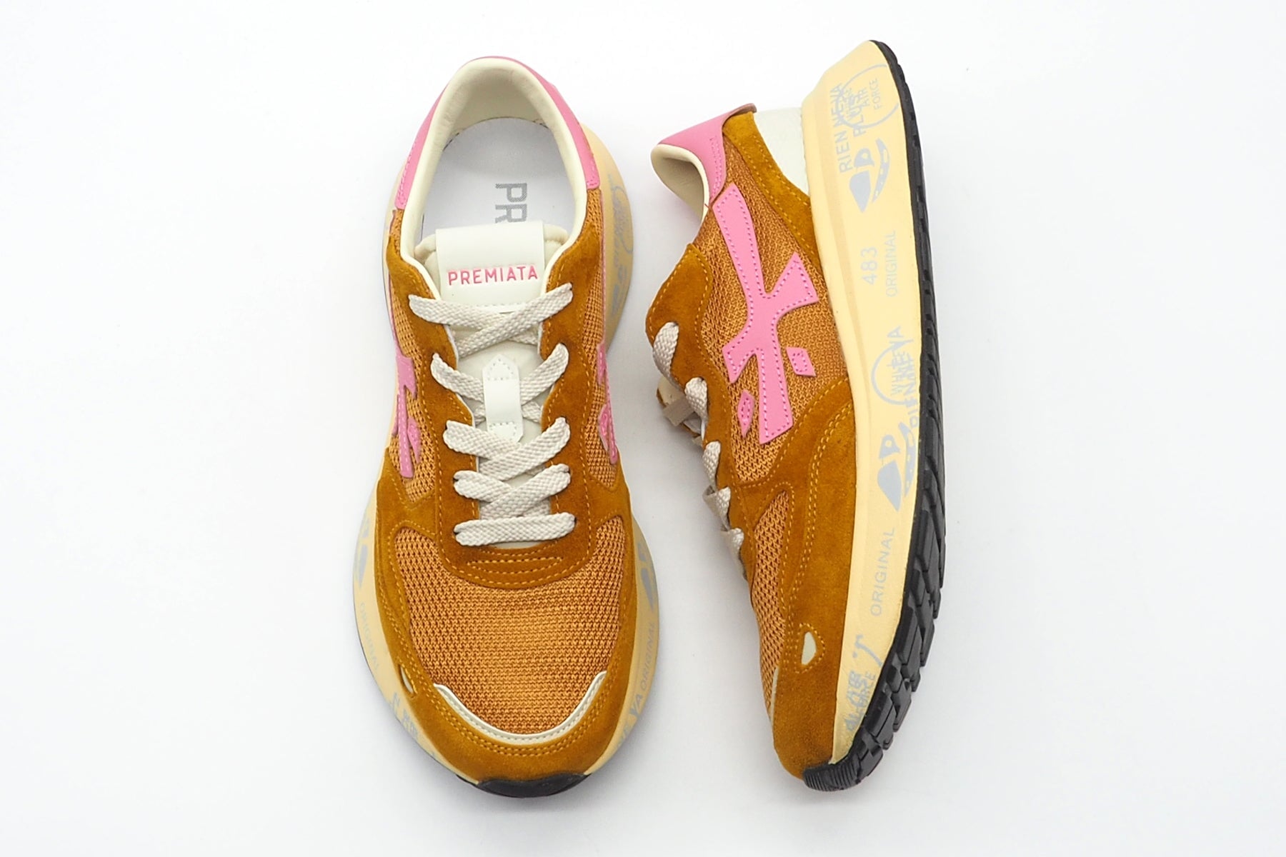 Extravaganter Damen Sneaker aus Velours & Mesh in Orange & Rosa - Lauryn Damen Sneaker Premiata