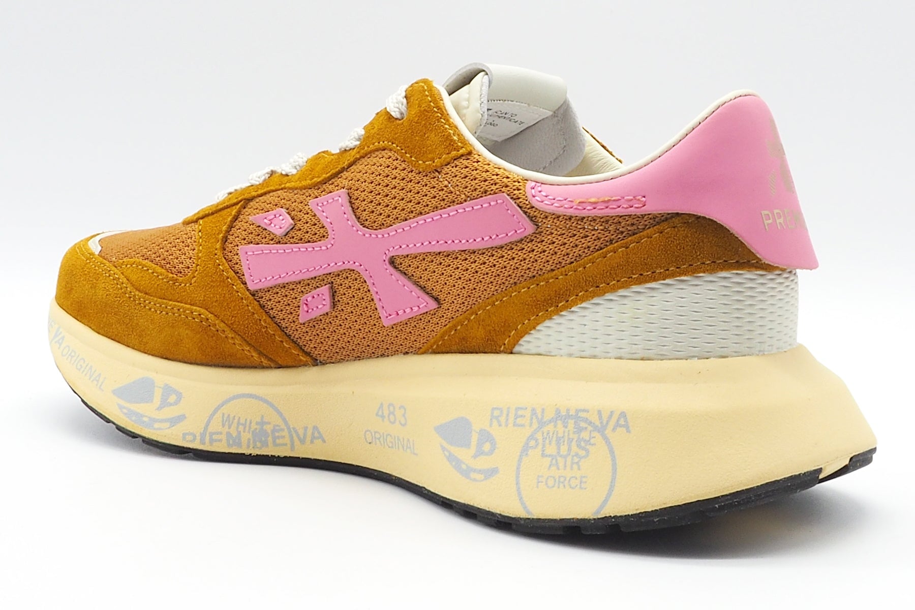 Extravaganter Damen Sneaker aus Velours & Mesh in Orange & Rosa - Lauryn Damen Sneaker Premiata