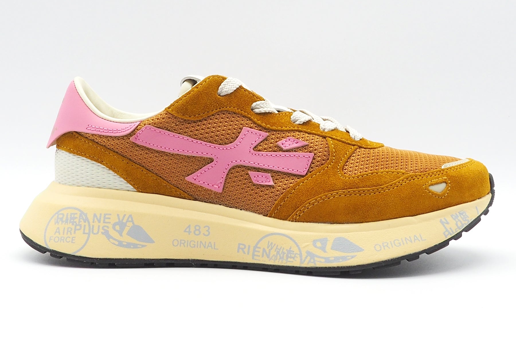 Extravaganter Damen Sneaker aus Velours & Mesh in Orange & Rosa - Lauryn Damen Sneaker Premiata