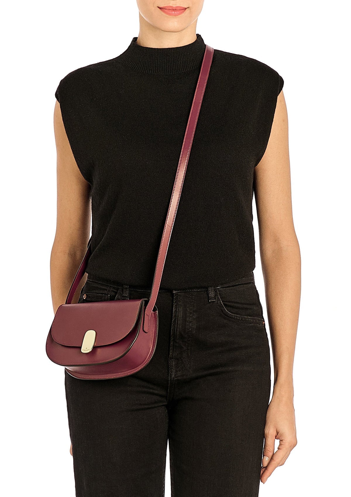 Feminine Crossbodybag aus Naturleder in Bordeaux - Atelier Taschen Crossbody & Schultertasche Il Bisonte