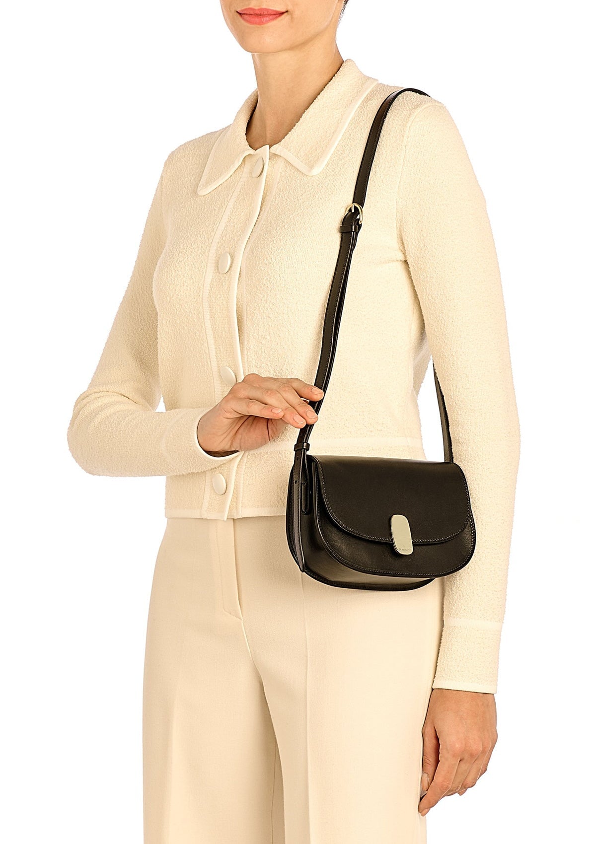 Feminine Crossbodybag aus Naturleder in Schwarz - Atelier Taschen Crossbody & Schultertasche Il Bisonte