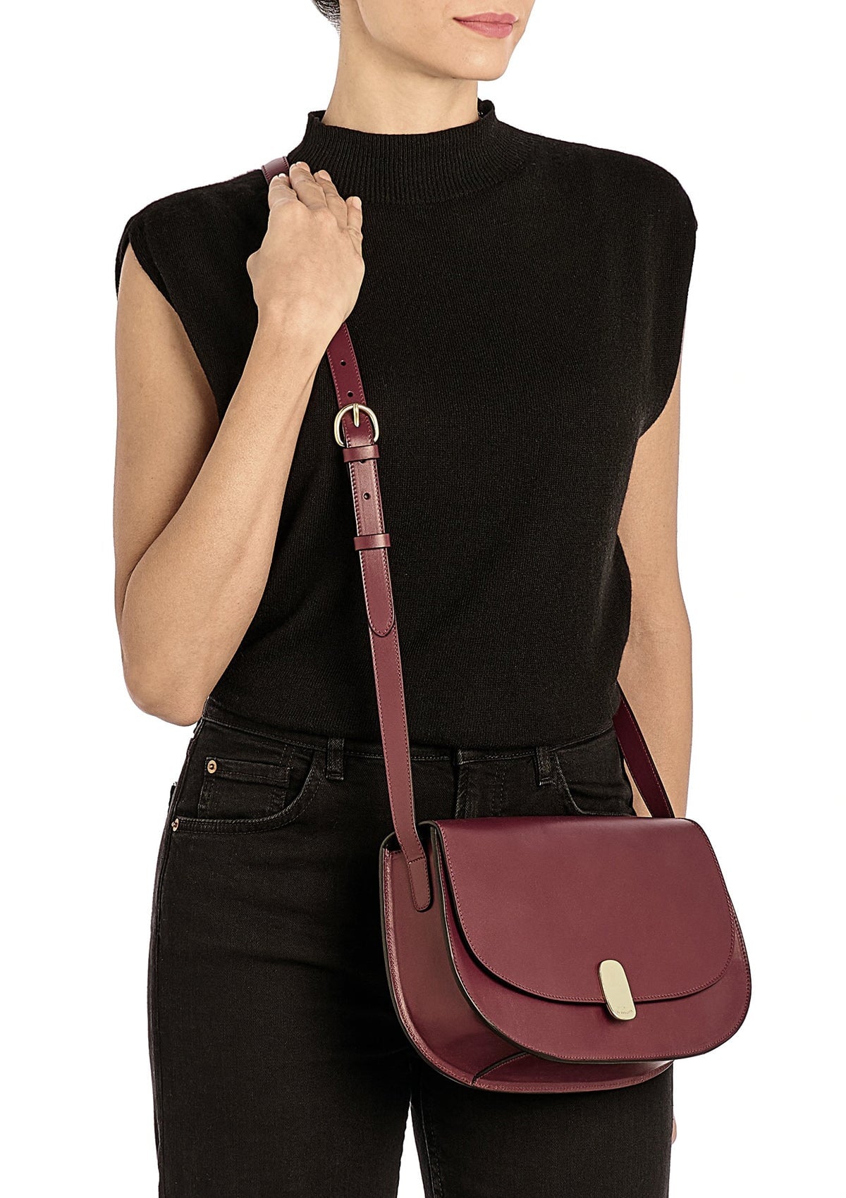 Feminine Schultertasche aus Leder in Bordeaux - Atelier Taschen Crossbody & Schultertaschen Il Bisonte