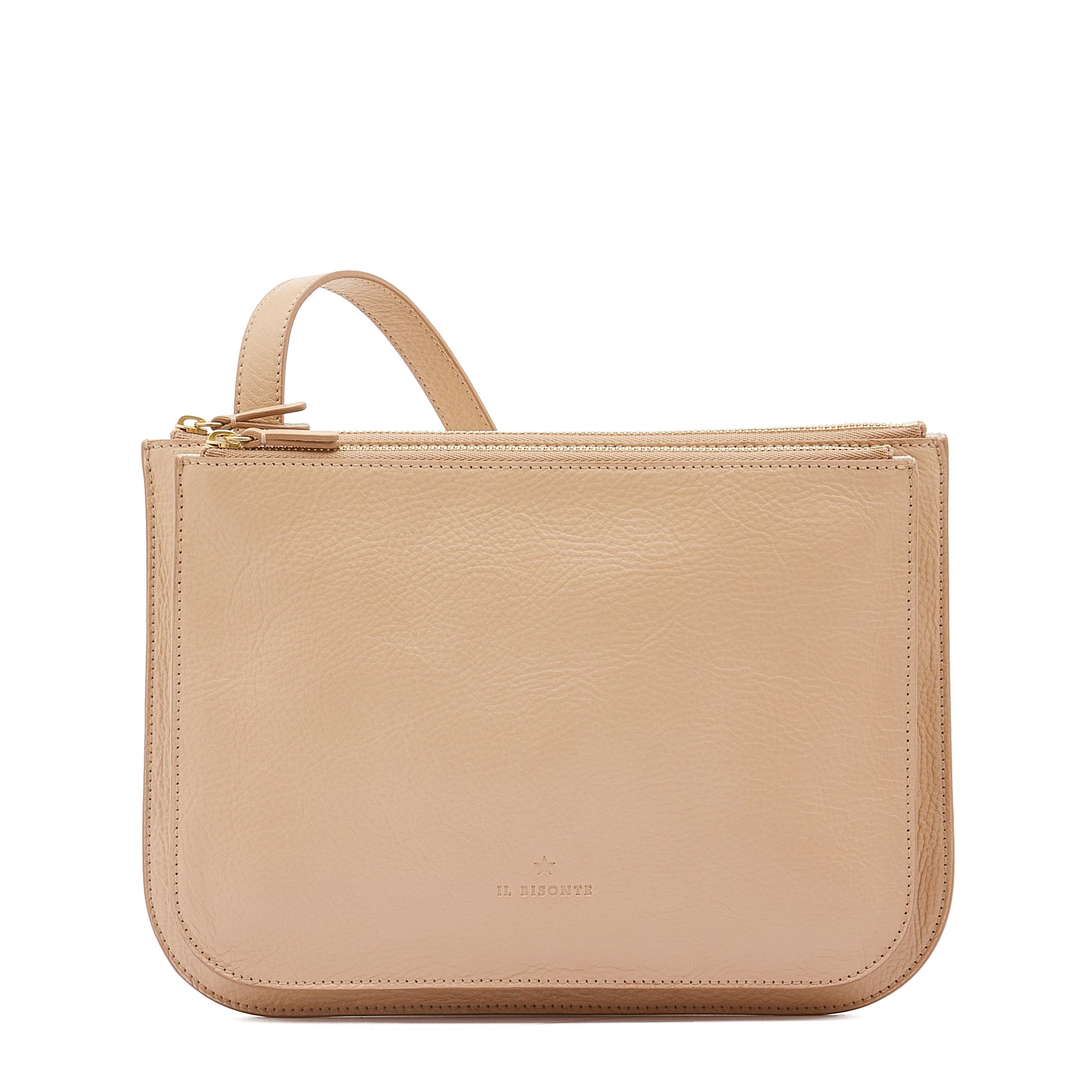 Flache Crossbodybag aus Naturleder in hellem Braun "Caffe Latte" - Roseto Taschen Crossbody & Schultertasche Il Bisonte