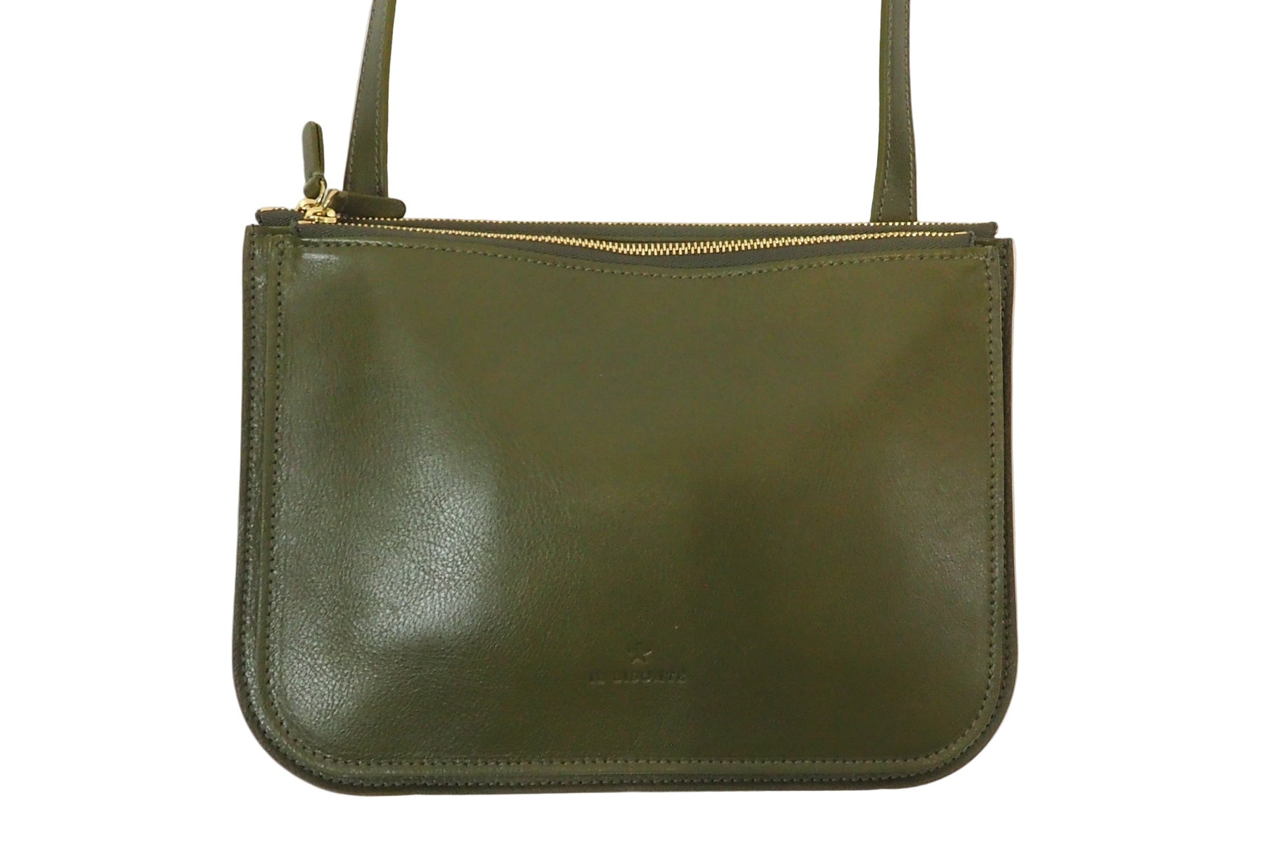 Flache Crossbodybag aus Naturleder in Oliv Taschen Crossbody & Schultertaschen Il Bisonte