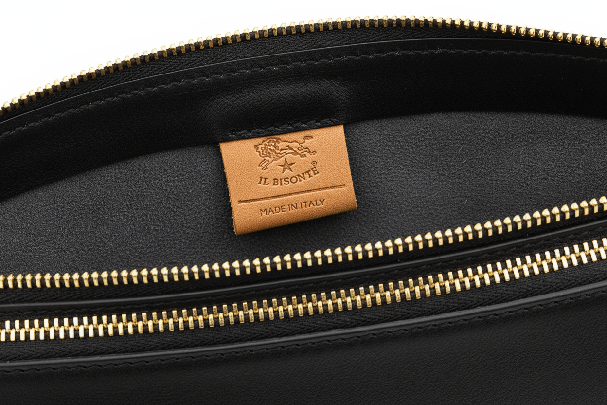 Flache Crossbodybag aus Naturleder in Schwarz Taschen Crossbody & Schultertasche Il Bisonte