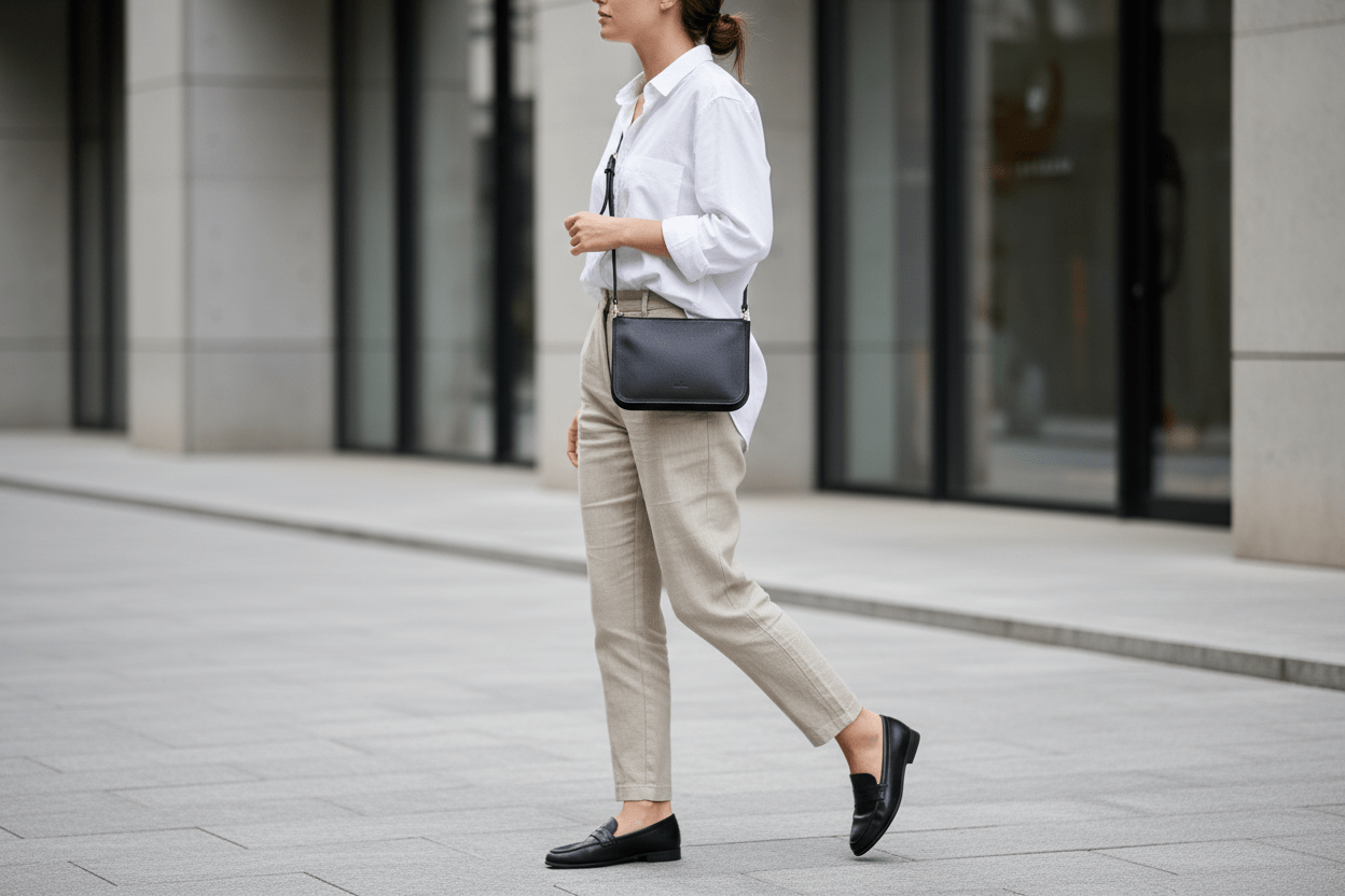 Flache Crossbodybag aus Naturleder in Schwarz Taschen Crossbody & Schultertasche Il Bisonte