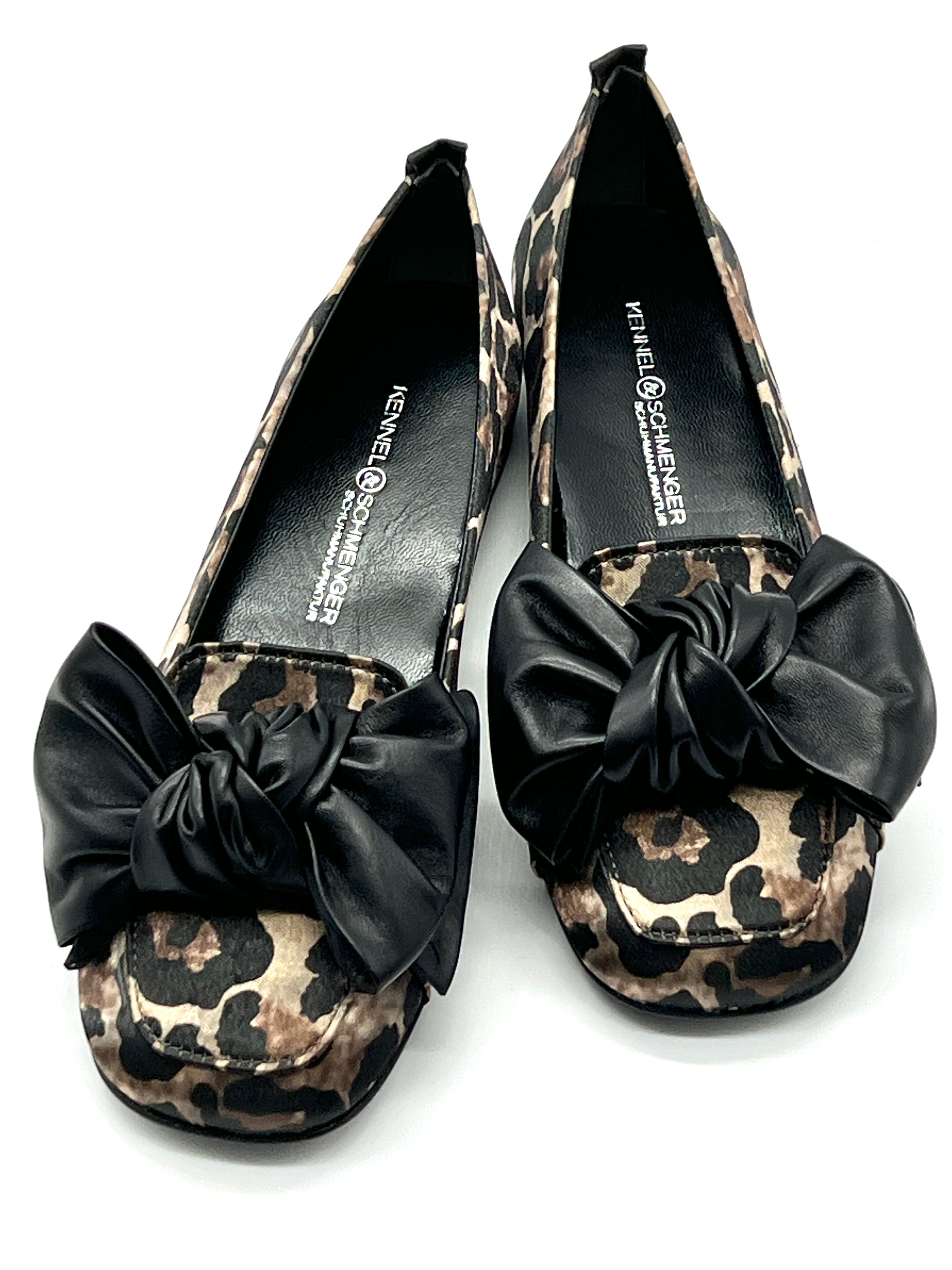 Freche Damen Ballerinas mit Leoprint & schwarzer Lederschleife Damen Ballerinas Kennel & Schmenger