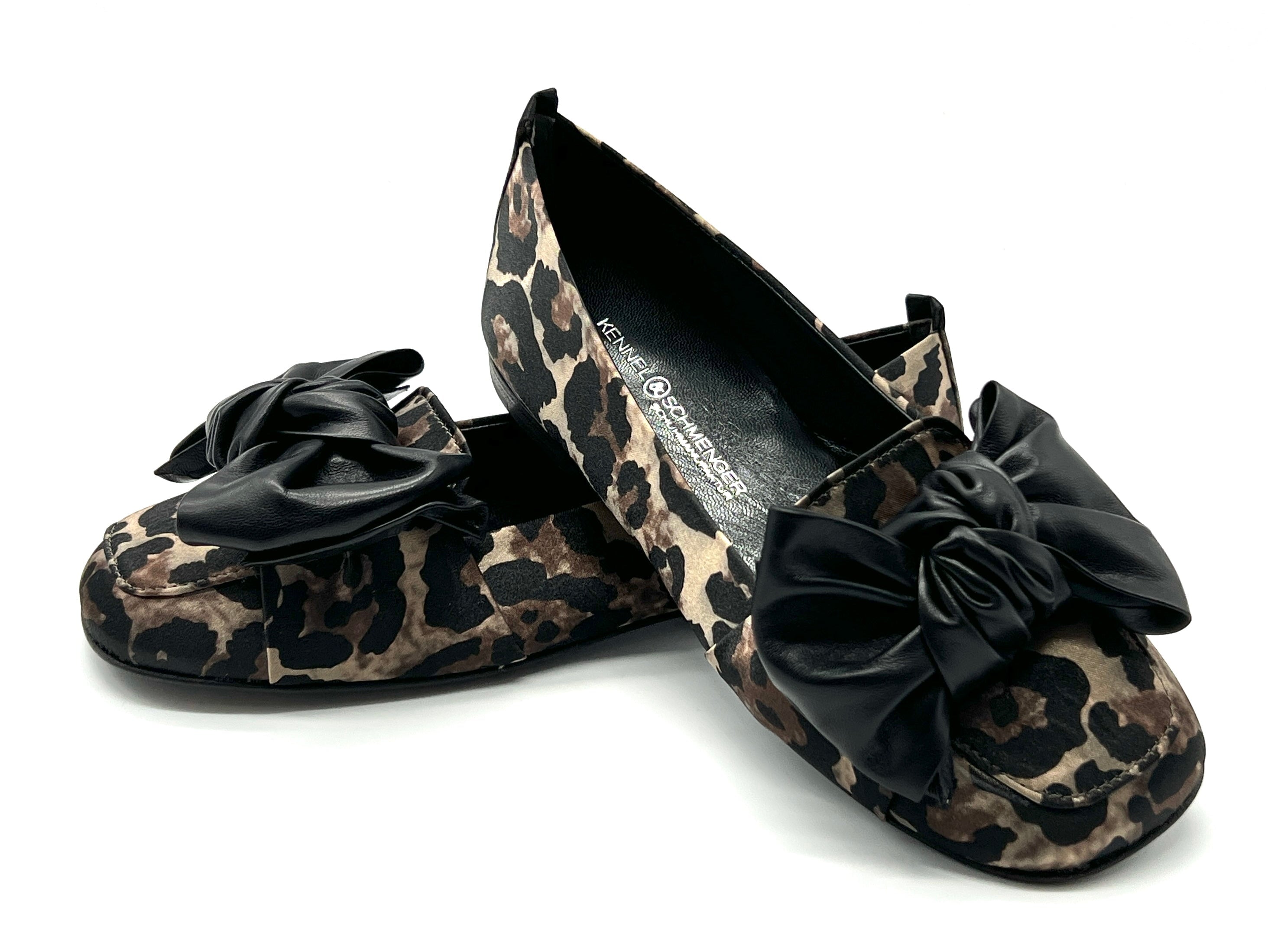 Freche Damen Ballerinas mit Leoprint & schwarzer Lederschleife Damen Ballerinas Kennel & Schmenger